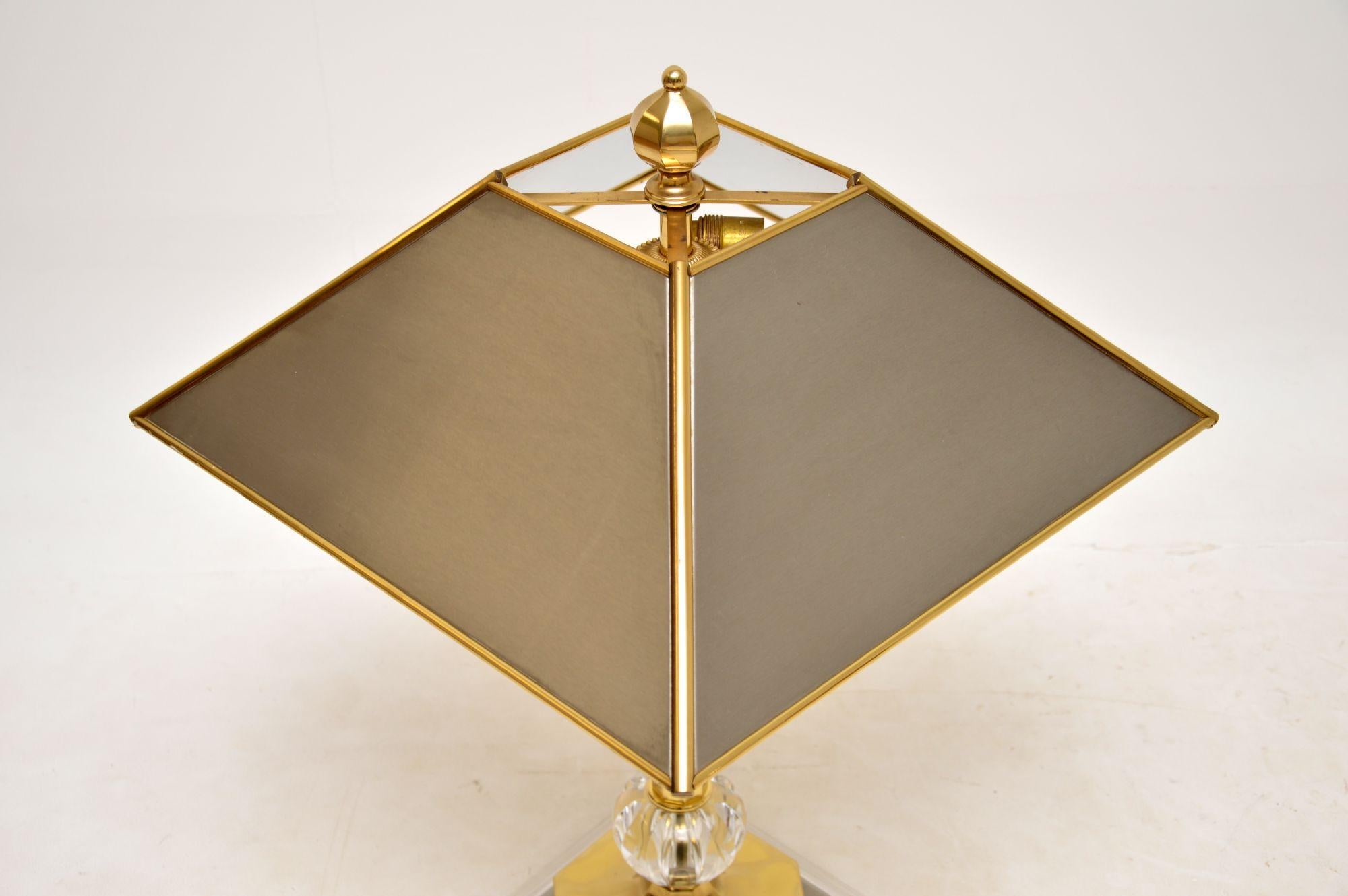 Late 20th Century 1970s Large Vintage Brass & Steel Table Lamp For Sale