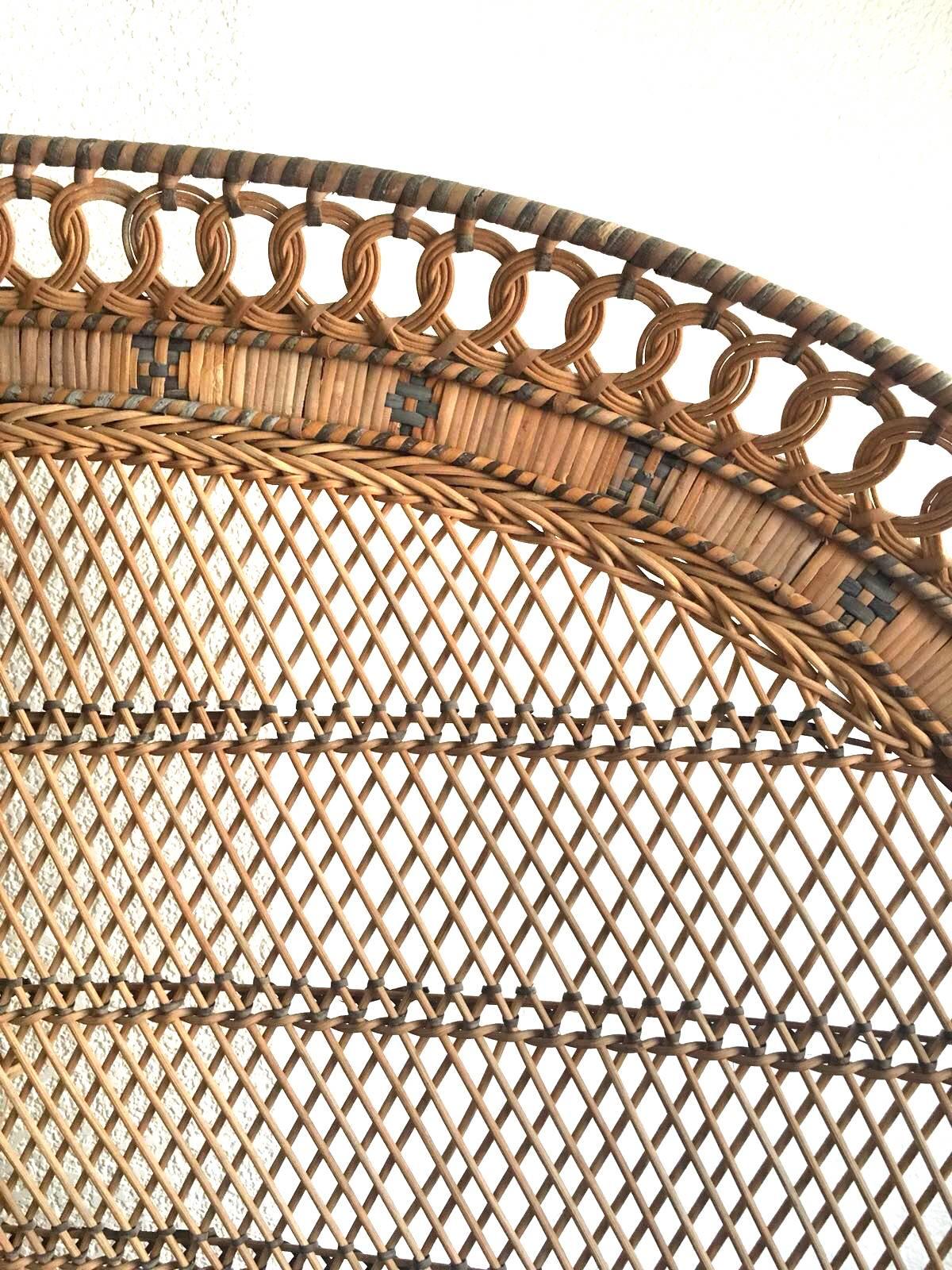 Balinese 1970s Large Vintage Emmanuelle Peacock Wicker Chair