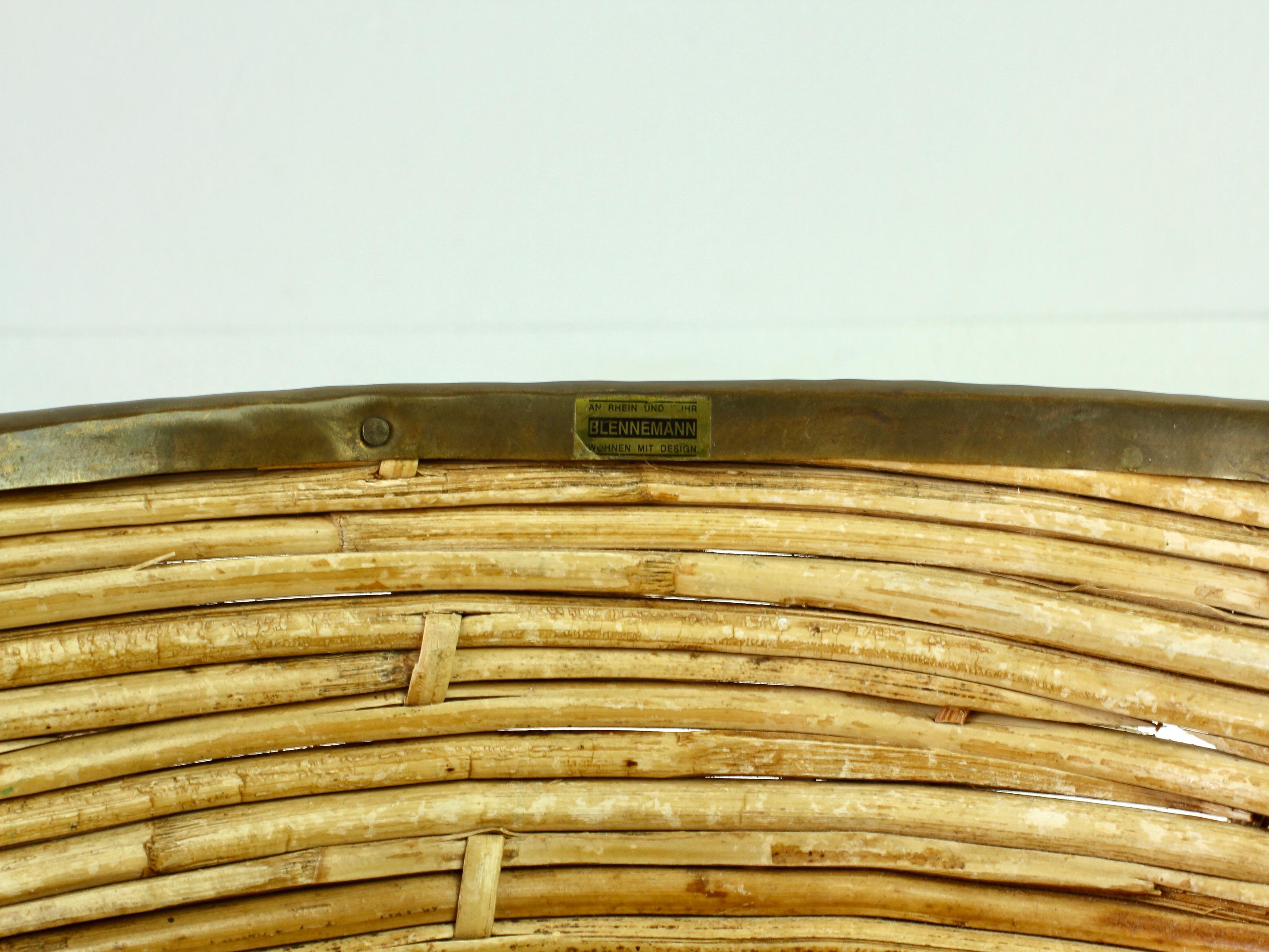 1970s Large Vintage Italian Crespi Style Bamboo and Brass Bowl or Dish For Sale 3