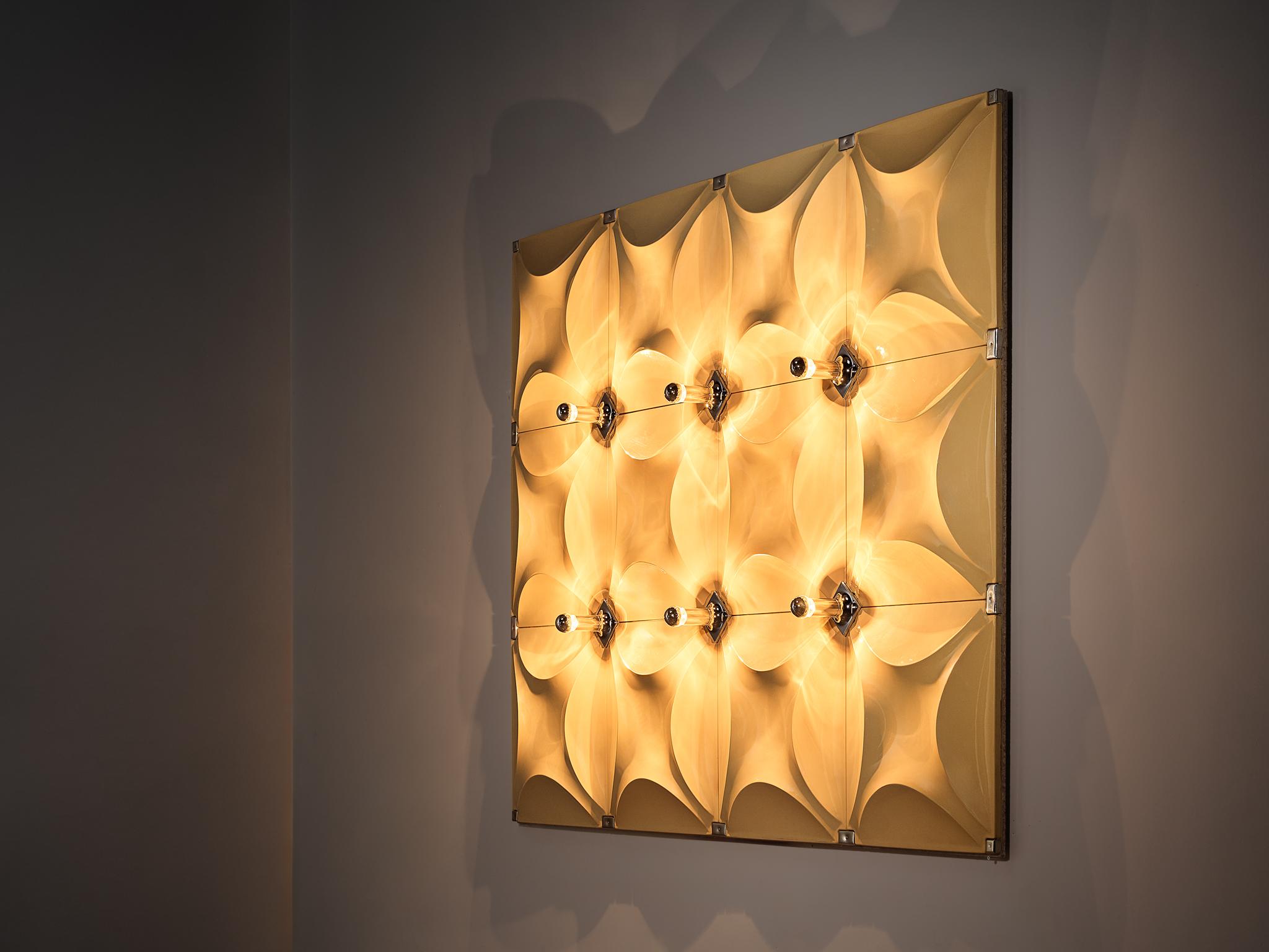 1970s Large Wall Light Sculpture with Organic Shapes in Pastel Yellow 2