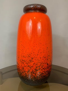 1970s Large West German Fat Lava Scheurich Keramik Orange and Brown Vase 284/53