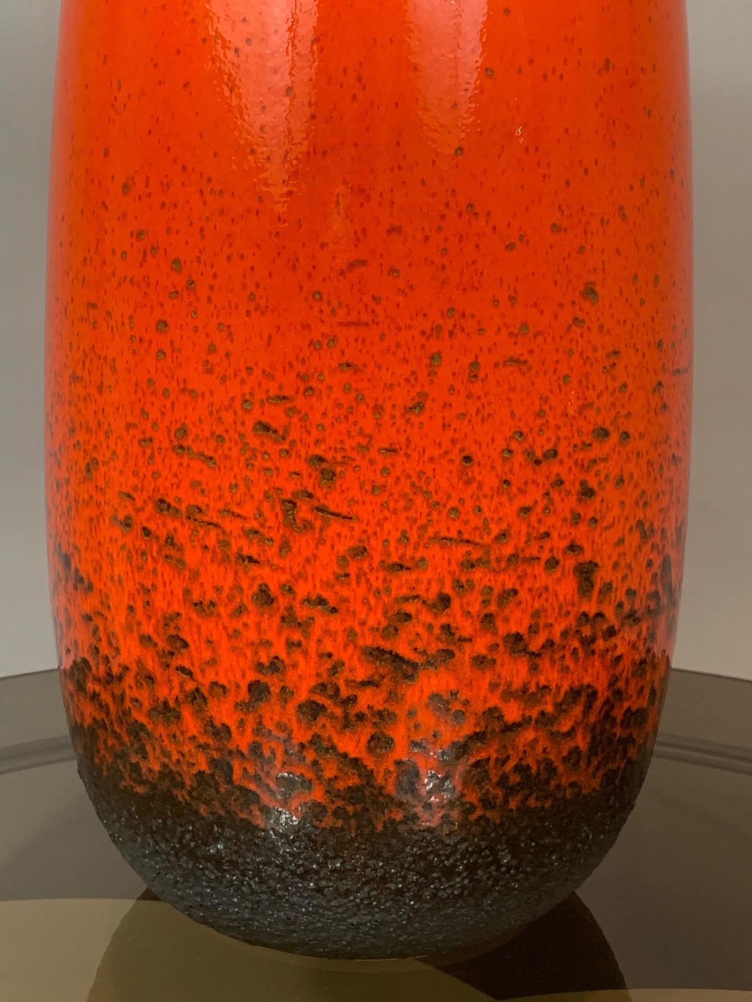20th Century 1970s Large West German Fat Lava Scheurich Keramik Orange and Brown Vase 284/53