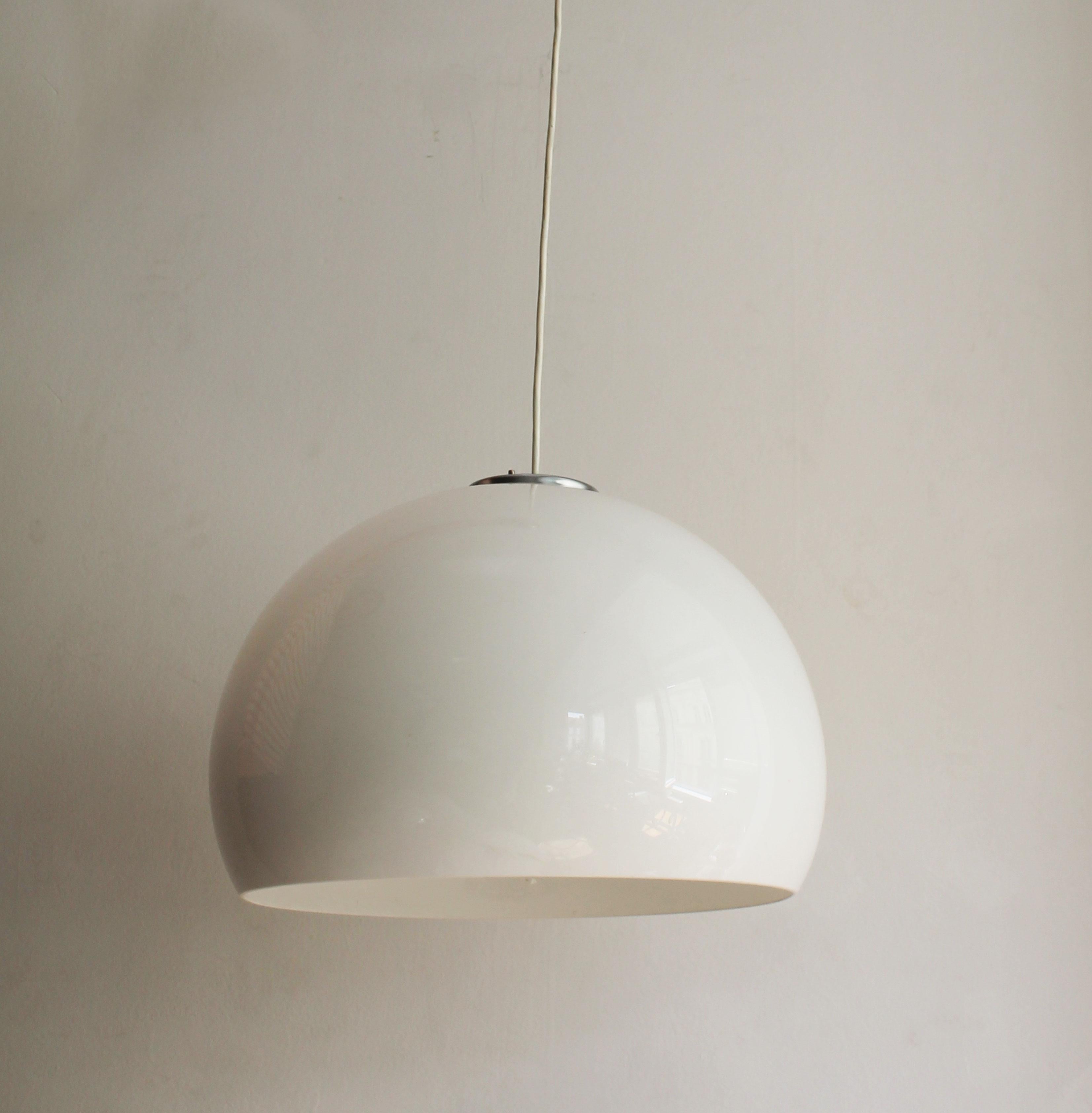 Space Age 1970's Large White Ceiling Pendant For Sale