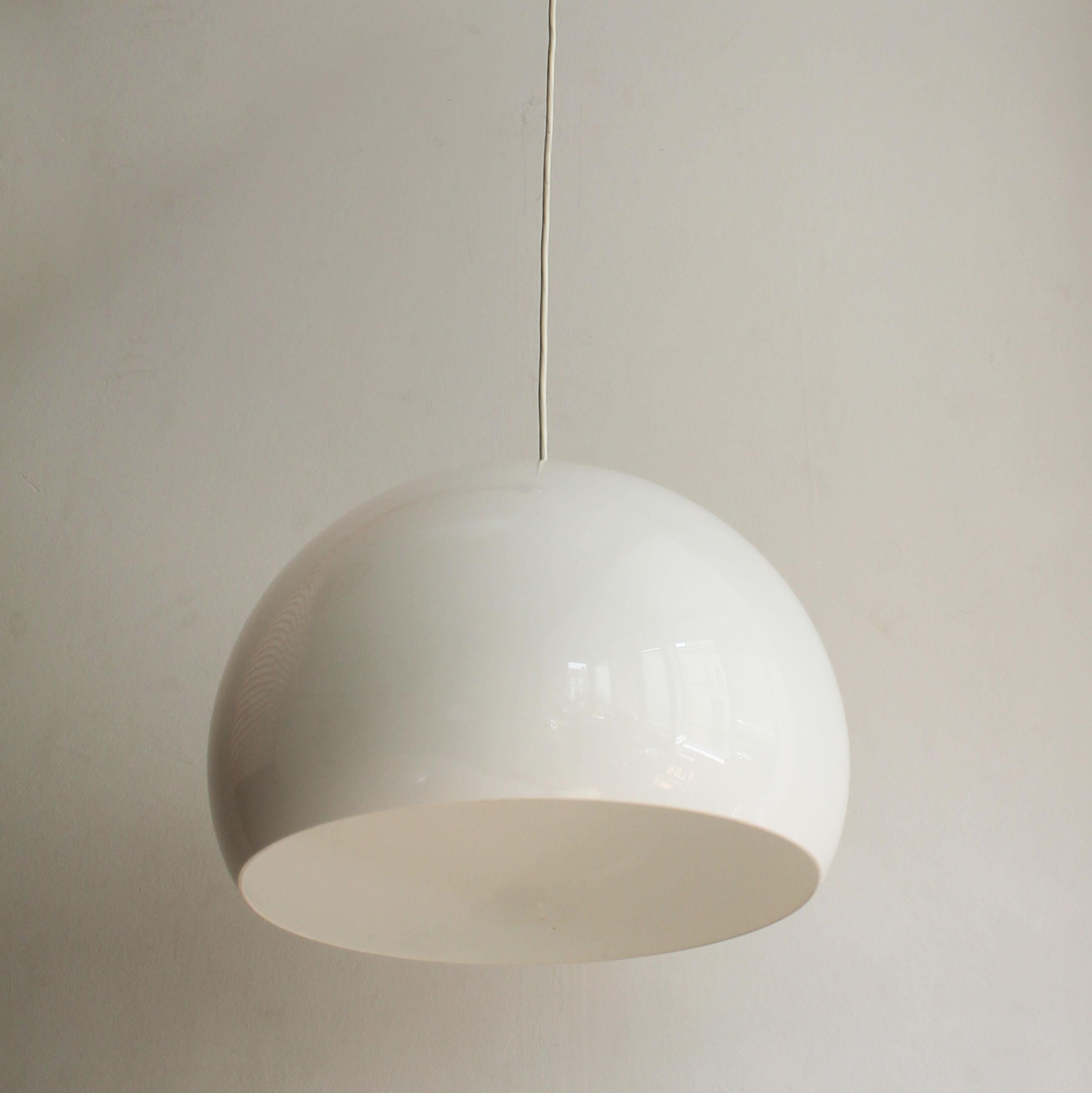 Molded 1970's Large White Ceiling Pendant For Sale