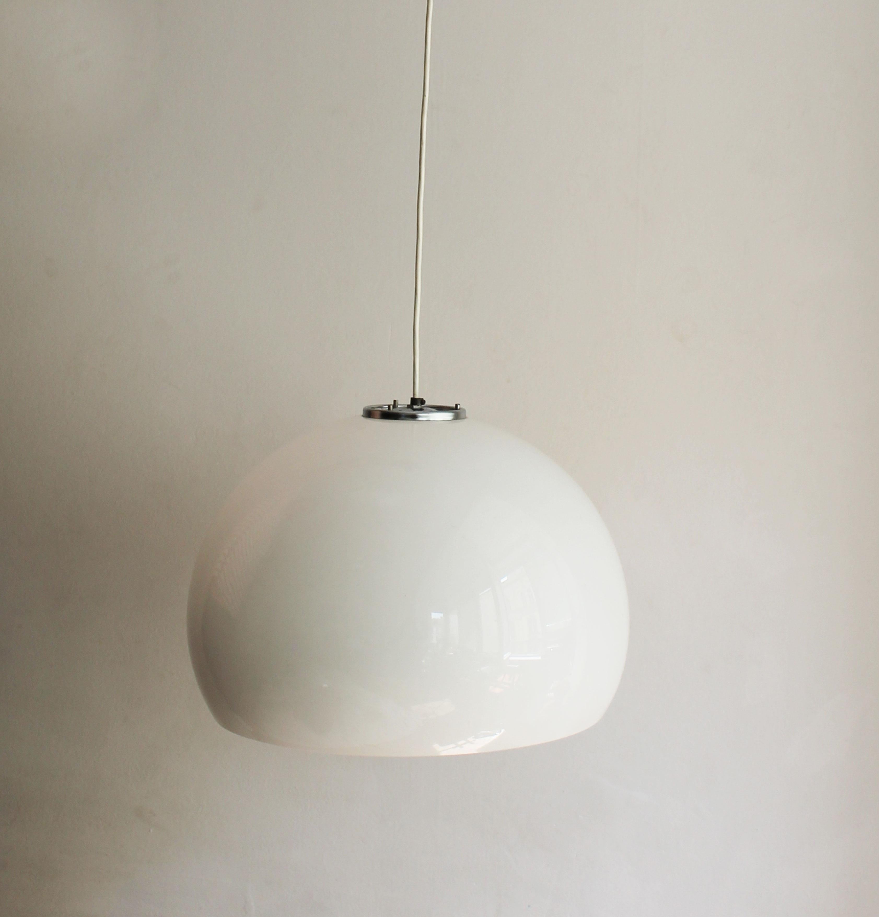 Late 20th Century 1970's Large White Ceiling Pendant For Sale
