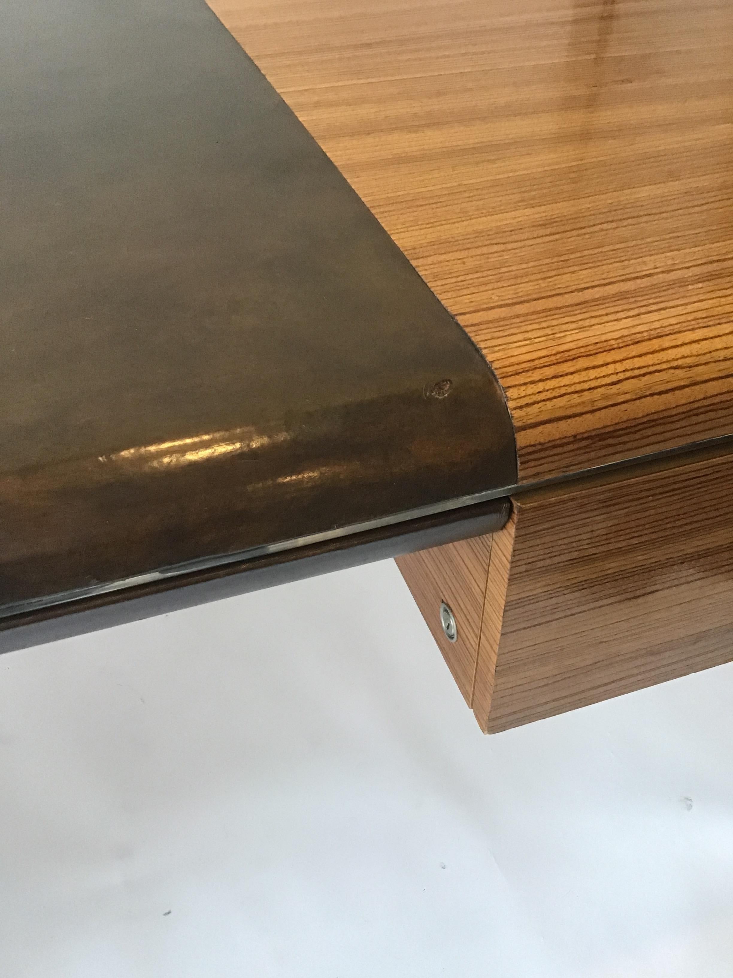 1970s Large Zebra Wood and Chrome Desk by Leon Rosen for Pace 9