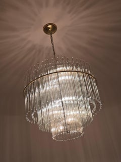 Lámpara de araña Sciolari de los años 70 con varillas de cristal y 8 luces, Italia