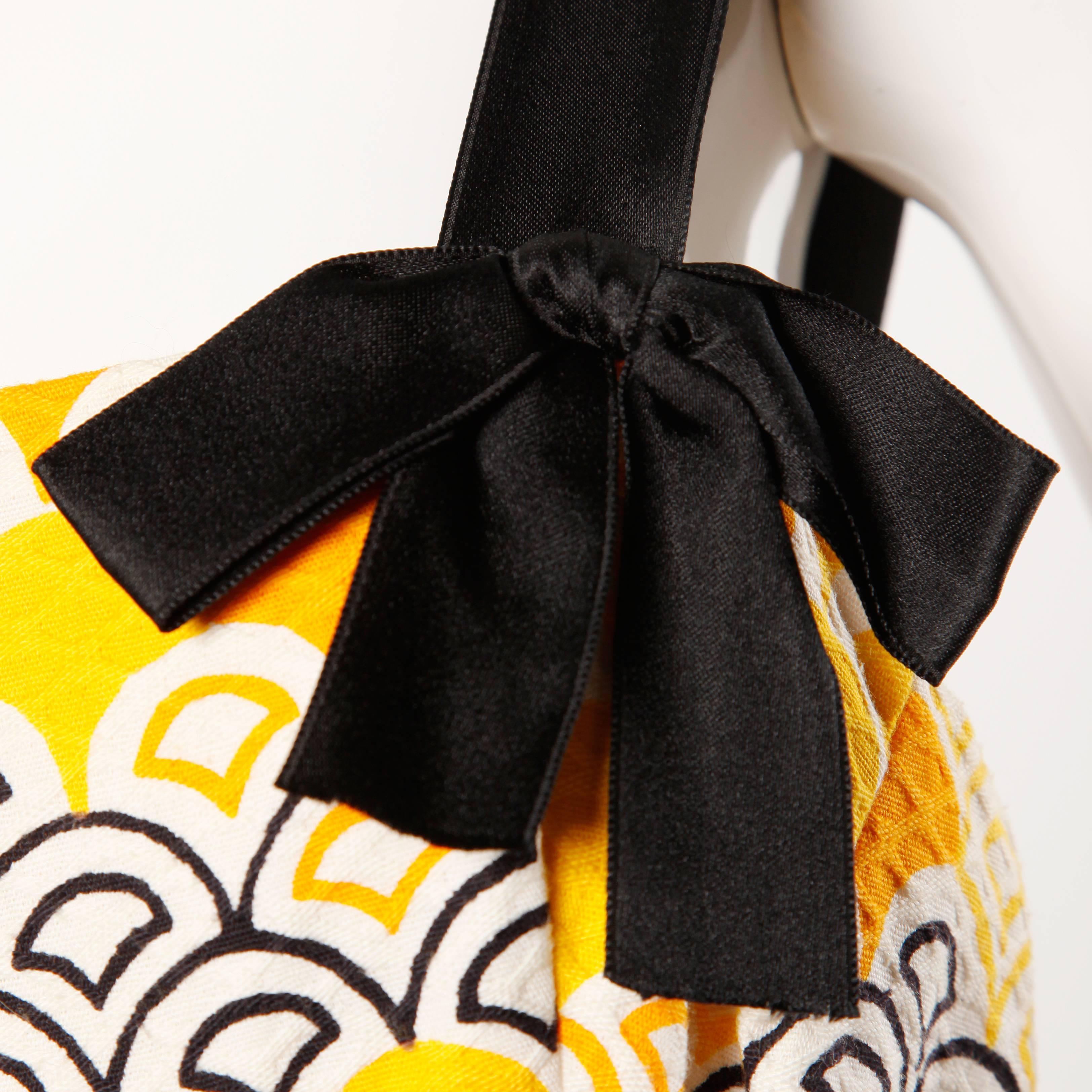 De las mujeres 1970s Larry Aldrich Vintage Amarillo Naranja + Negro Maxi Vestido Estampado Rayas en venta