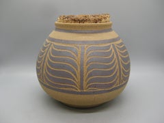 1970's Larry & Terry Brown Oregon Studio Pottery Sgraffito Vase Stash Jar Pot
