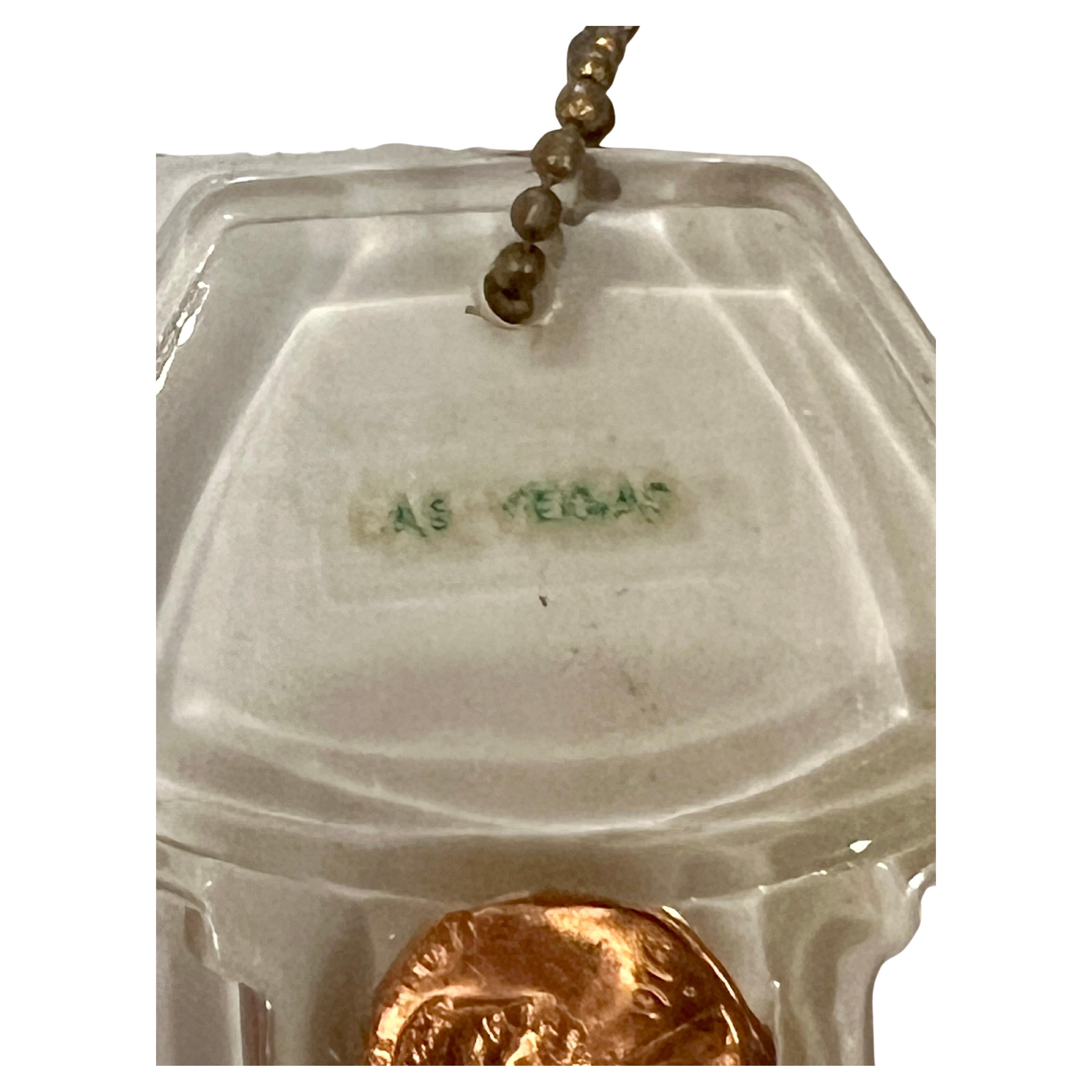 Space Age 1970s Las Vegas Lucite & Pennies Souvenir Keychain For Sale