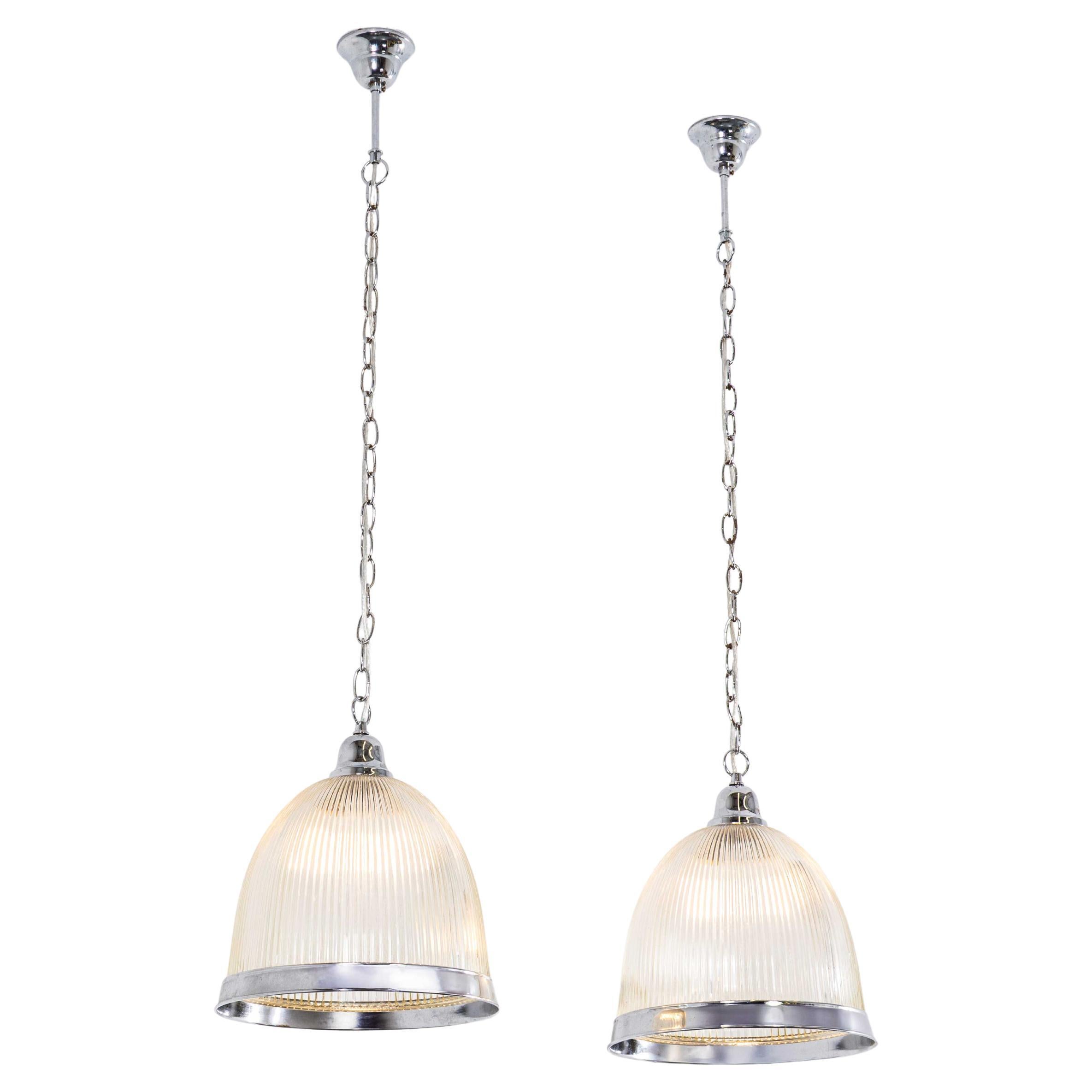 1970's Late Production Prismatic And Chrome Lamps - Pair For Sale