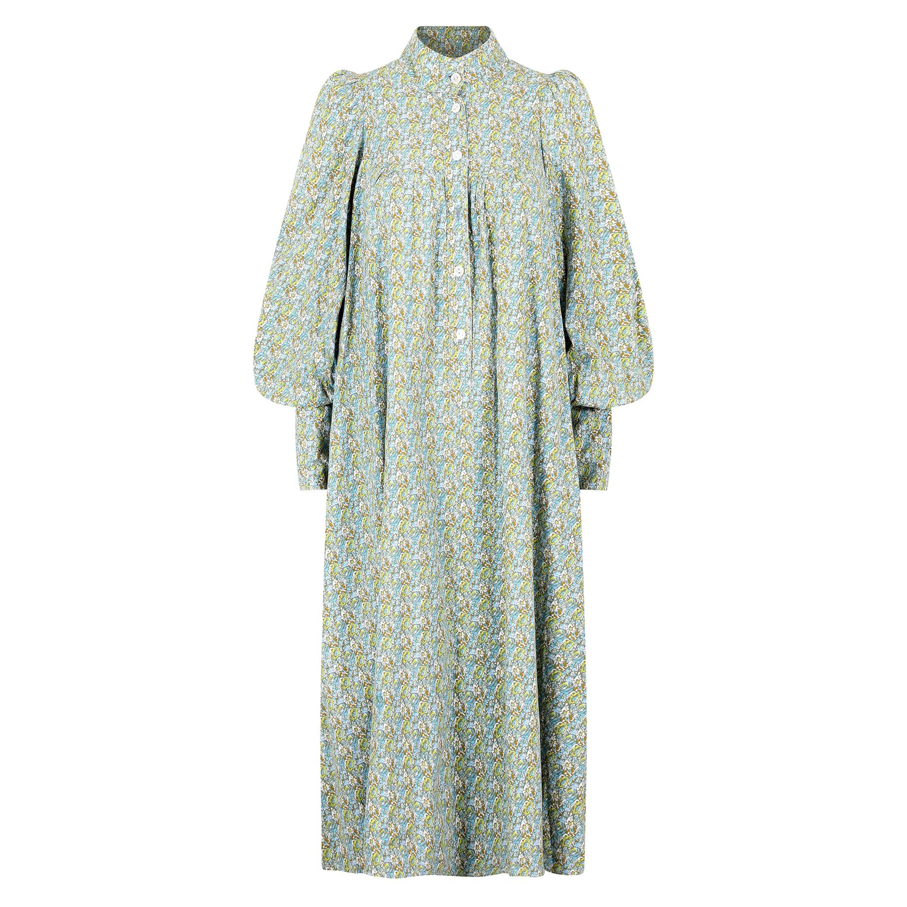 1970s Laura Ashley Floral Cotton Smock Dress