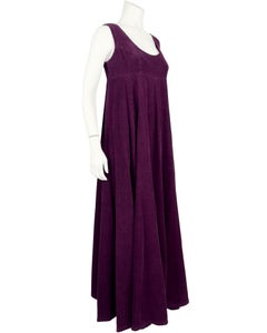 1970's Laura Ashley Plum Corduroy Full Length Dress