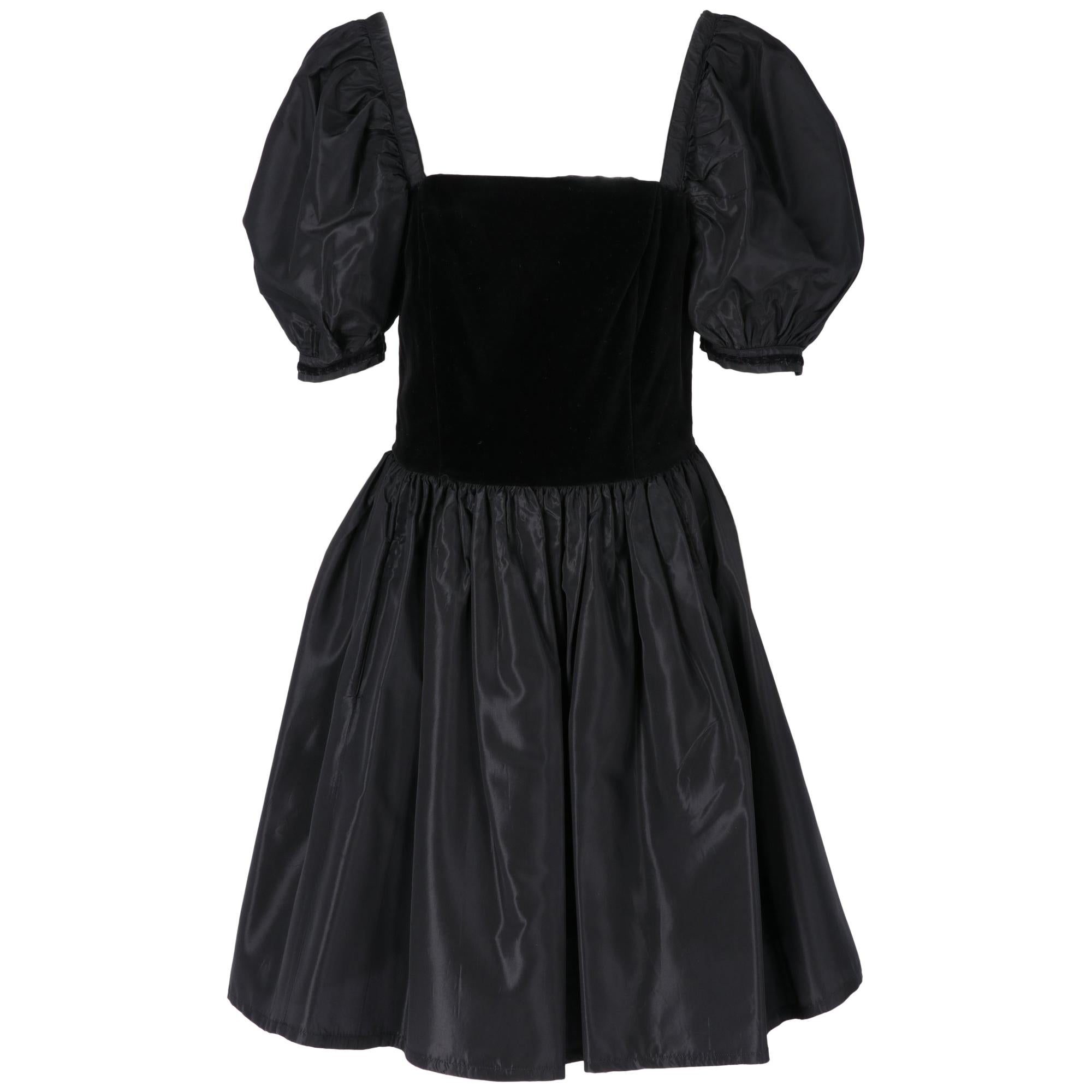 1970s Laura Ashley Velvet And Nylon Dress