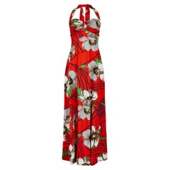 1970s Laurent Servet Jersey Floral Print Dress