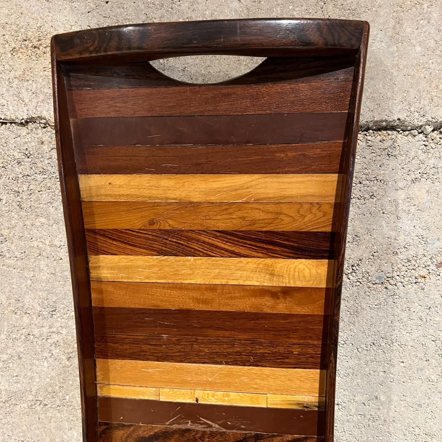 1970s Layered Exotic Wood Stripe Long Service Tray Don Shoemaker Señal Mexico 7