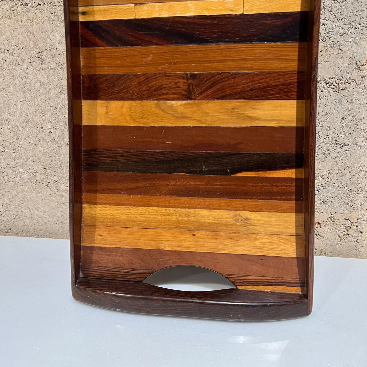 1970s Layered Exotic Wood Stripe Long Service Tray Don Shoemaker Señal Mexico 9