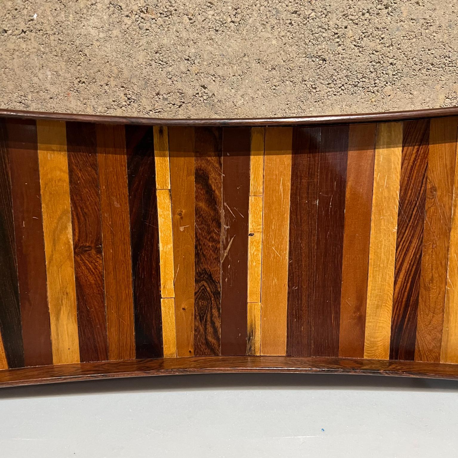 1970s Layered Exotic Wood Stripe Long Service Tray Don Shoemaker Señal Mexico 1
