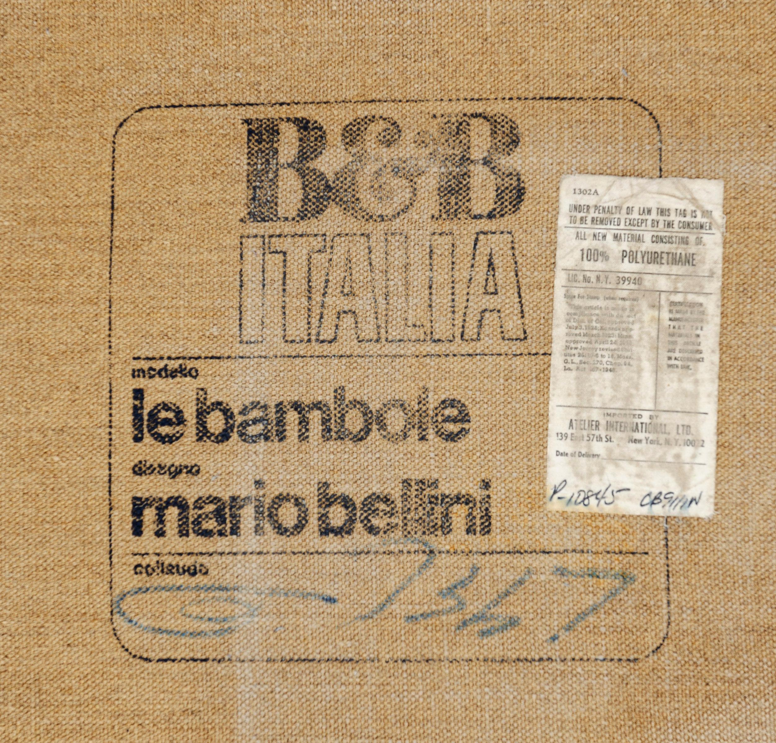 1970s Le Bambole Sectional Sofa by Mario Bellini for B&B Italia In Good Condition In Sagaponack, NY