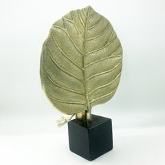 1970s Leaf Shaped Brass Table Lamp
