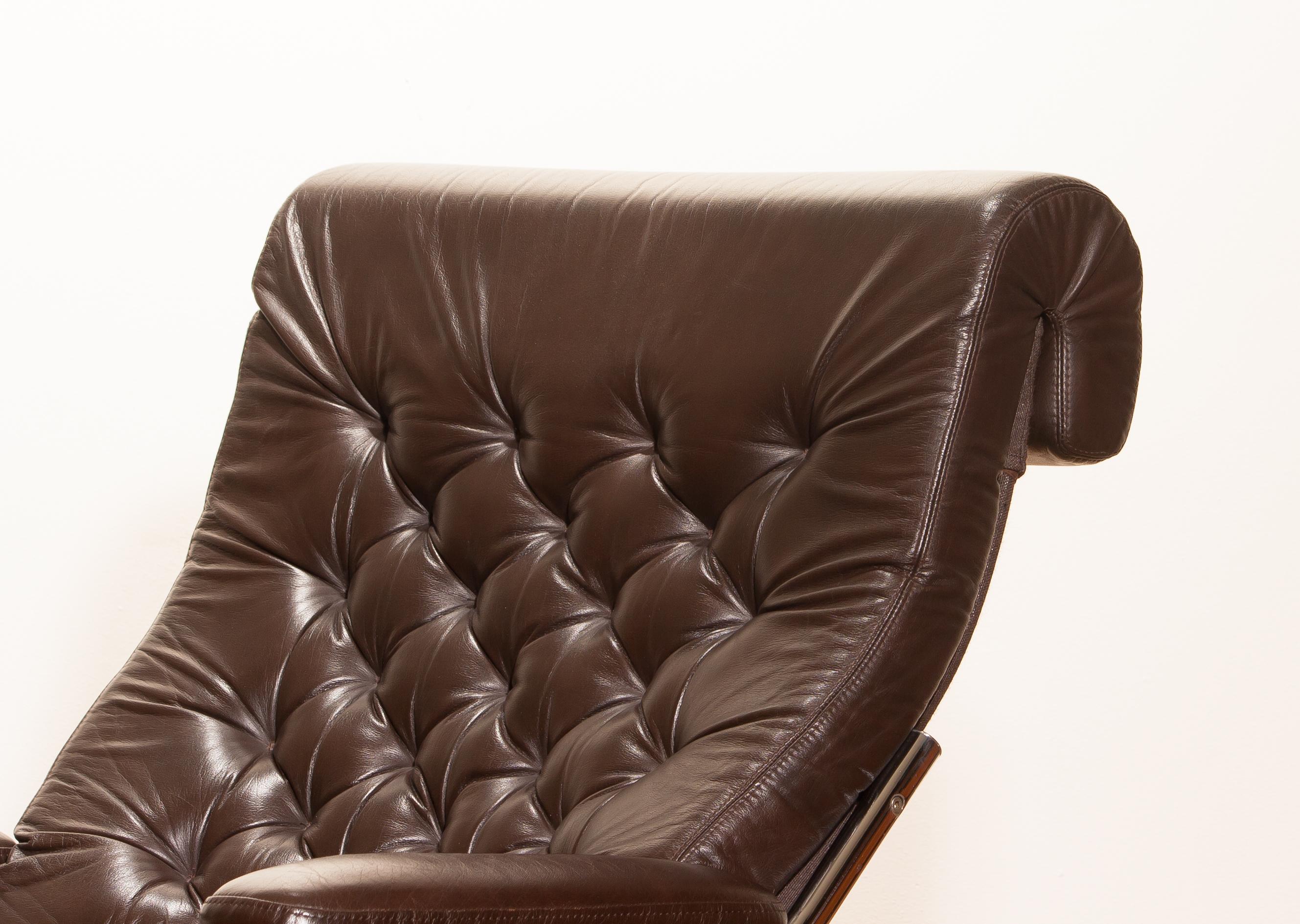 1970s, Leather and Chrome Lounge Chair 'Bore' by Noboru Nakamura 2