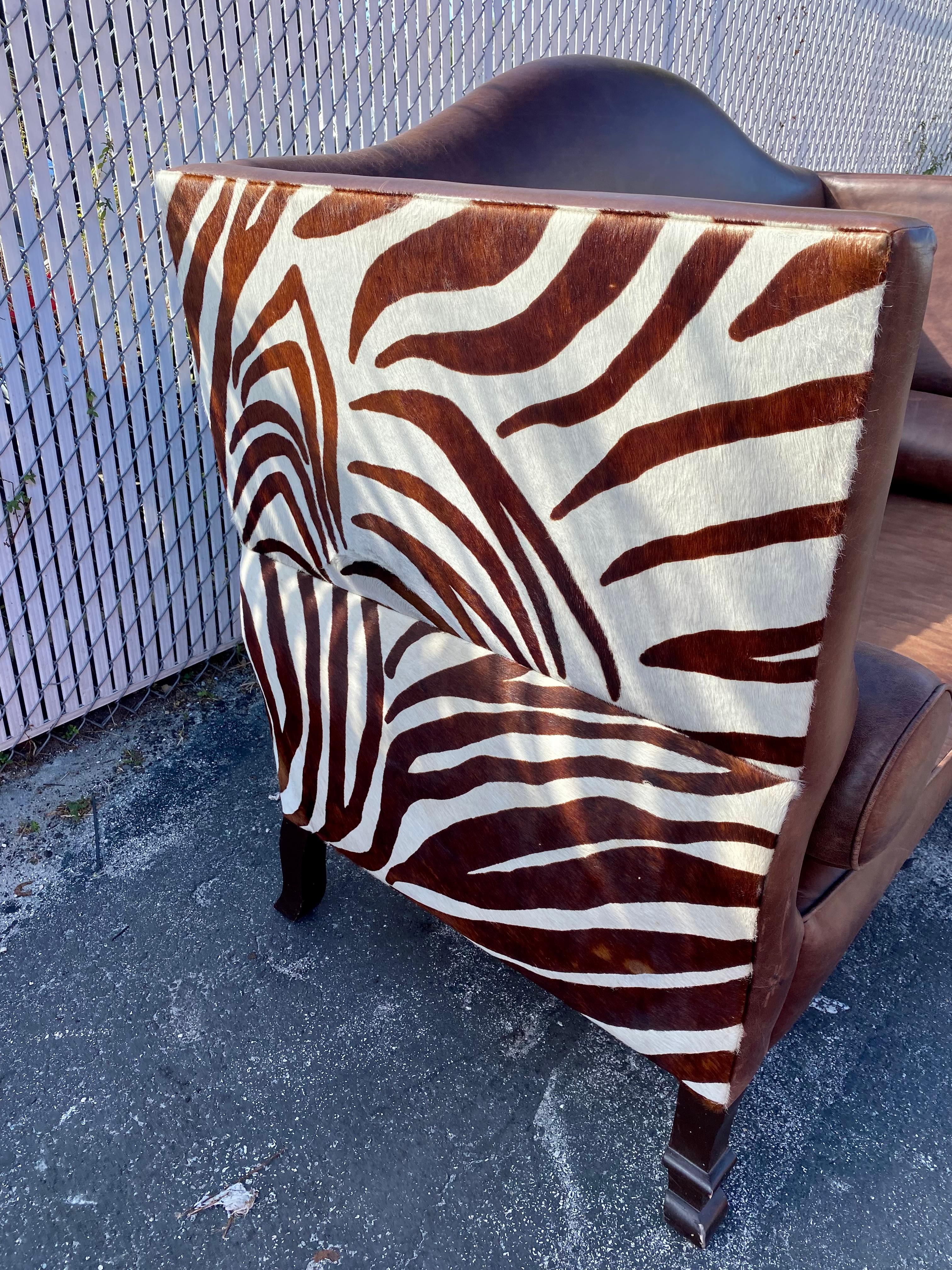 1970s Leather and Zebra Hide Scupltural Sofa Settee  For Sale 5