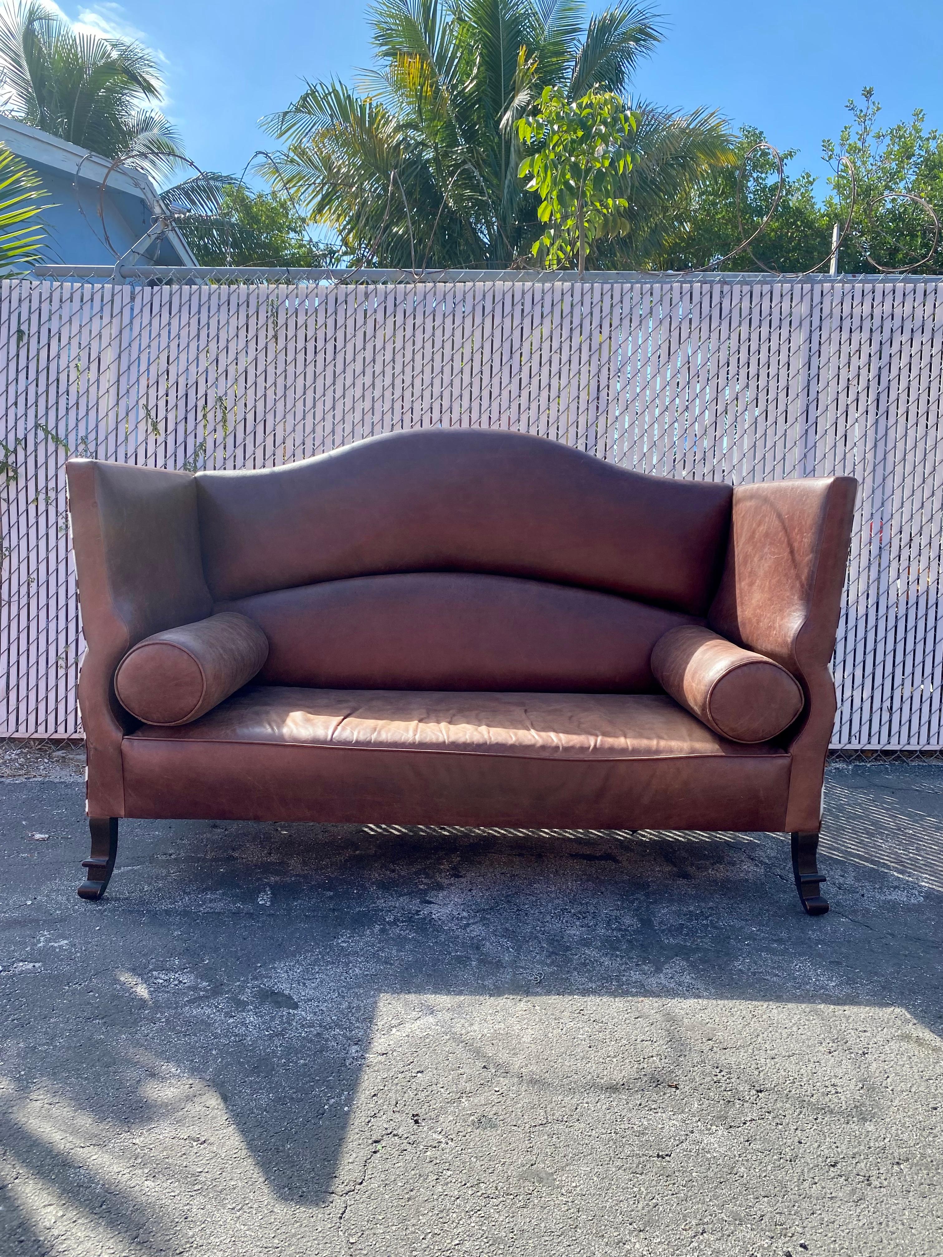 1970s Leather and Zebra Hide Scupltural Sofa Settee  For Sale 3