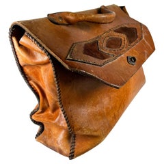 Vintage 1970s Leather Bag Brief Case Satchel Tote Karmacy San Diego