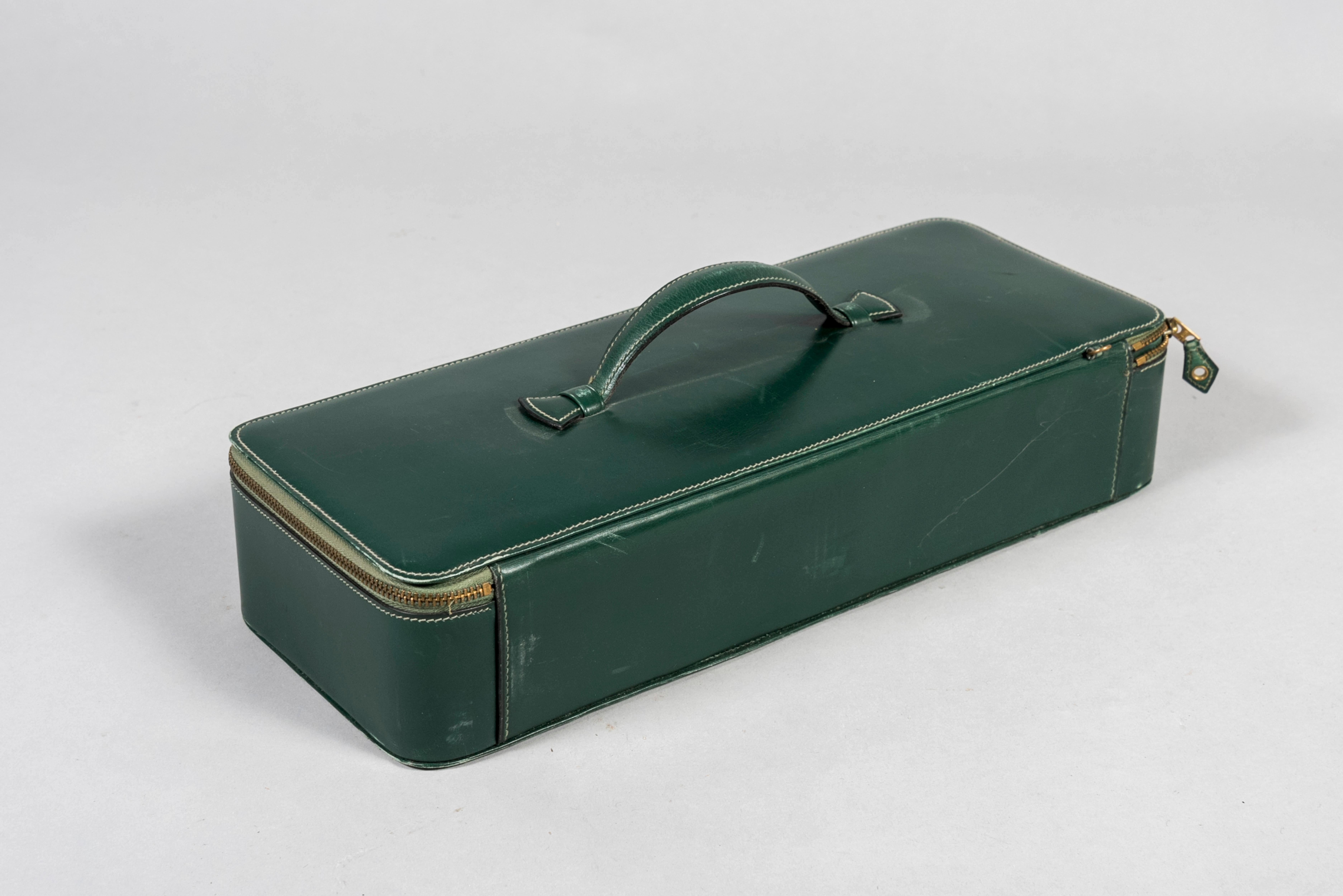 French 1970's Leather Boxe Signed Hermes Paris For Sale