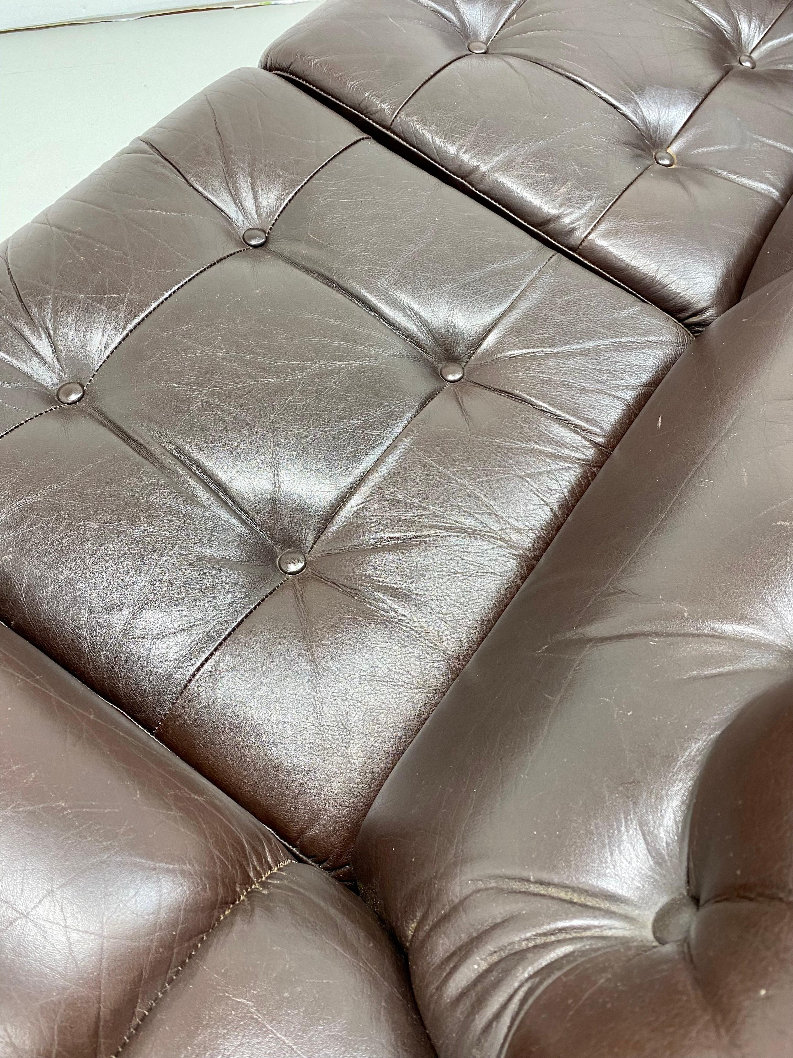 1970s Leather Brazilian Sofa Settee 2