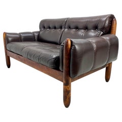 1970s Leather Brazilian Sofa Settee