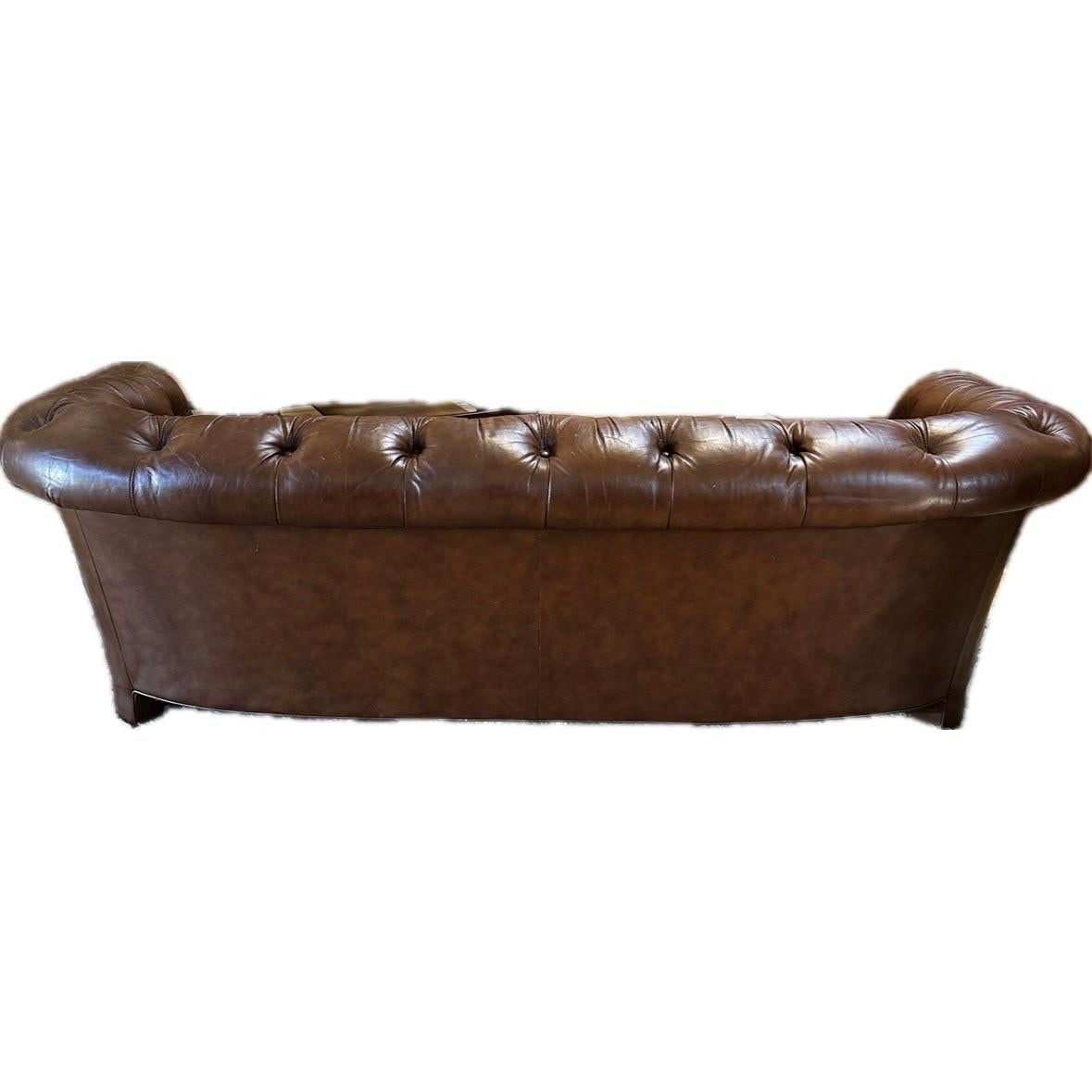 1970s Leather Chesterfield Sofa In Distressed Condition In Sacramento, CA