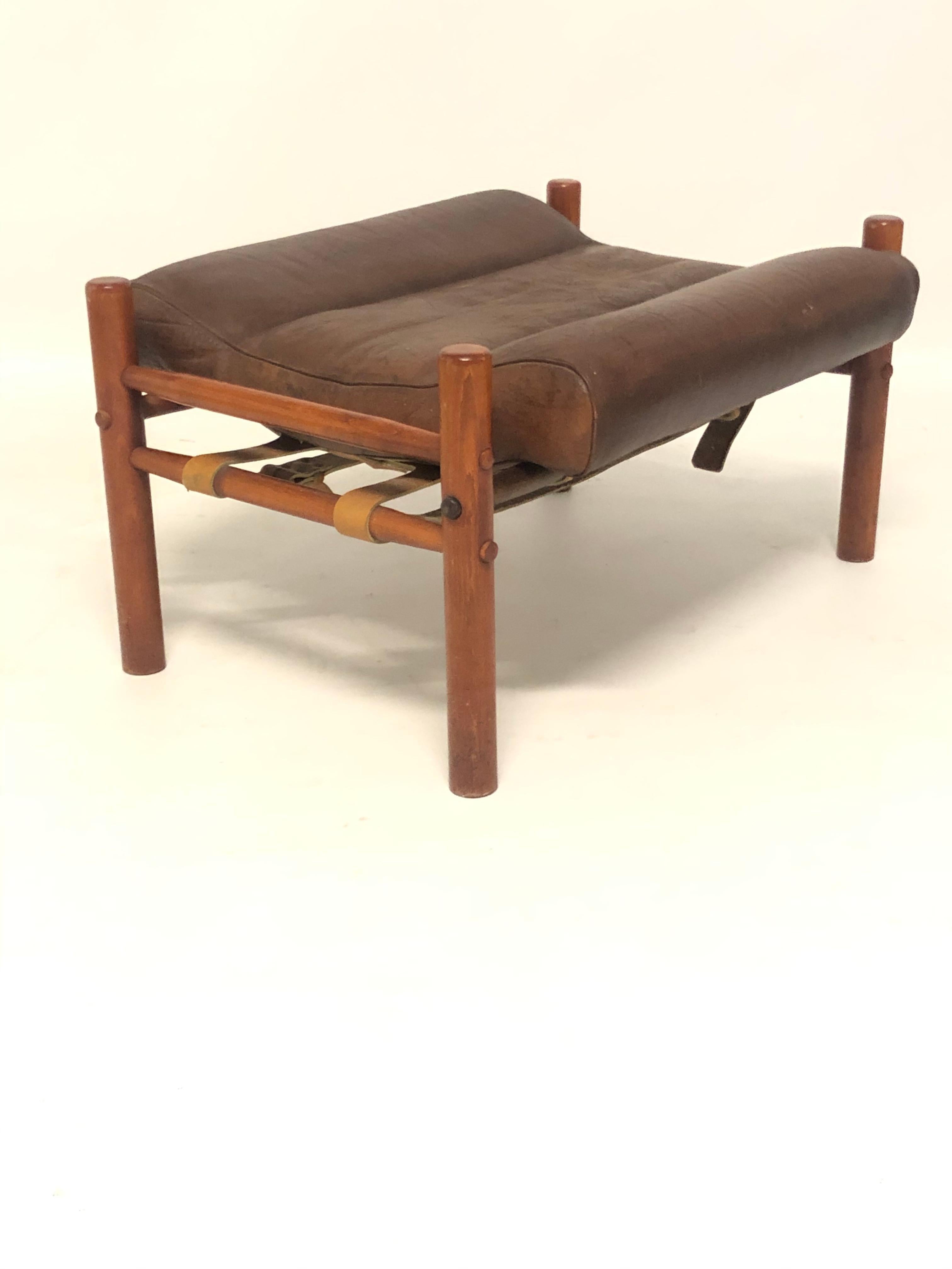 1970s Leather Footstool Designed by Arne Norell Manufactured by Norell Ab Sweden In Good Condition In London, GB