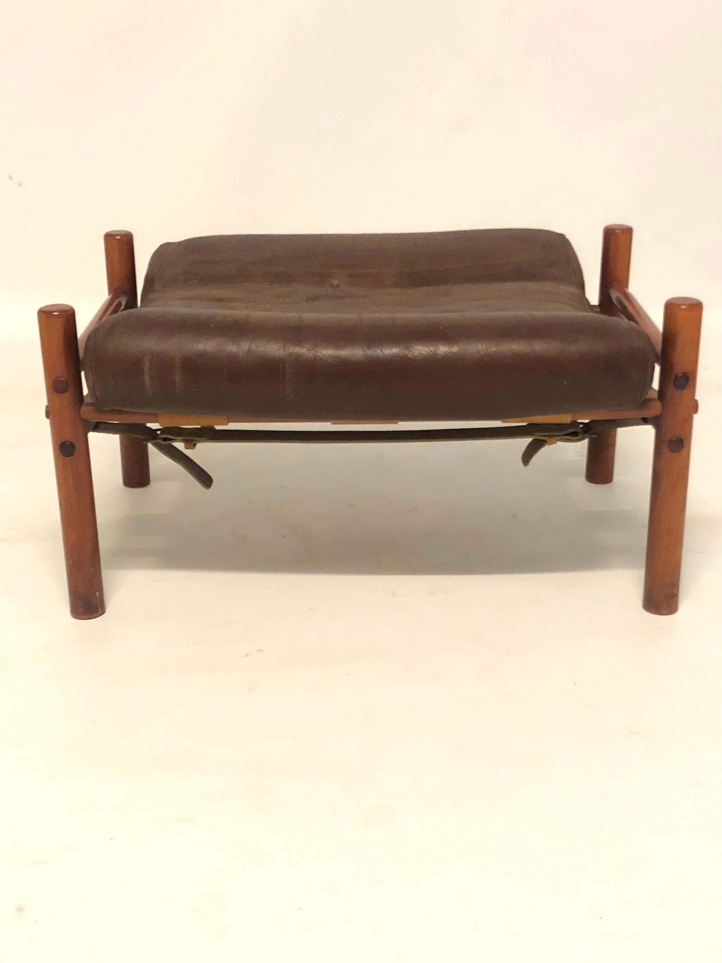 20th Century 1970s Leather Footstool Designed by Arne Norell Manufactured by Norell Ab Sweden