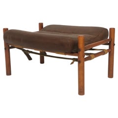 1970s Leather Footstool Designed by Arne Norell Manufactured by Norell Ab Sweden