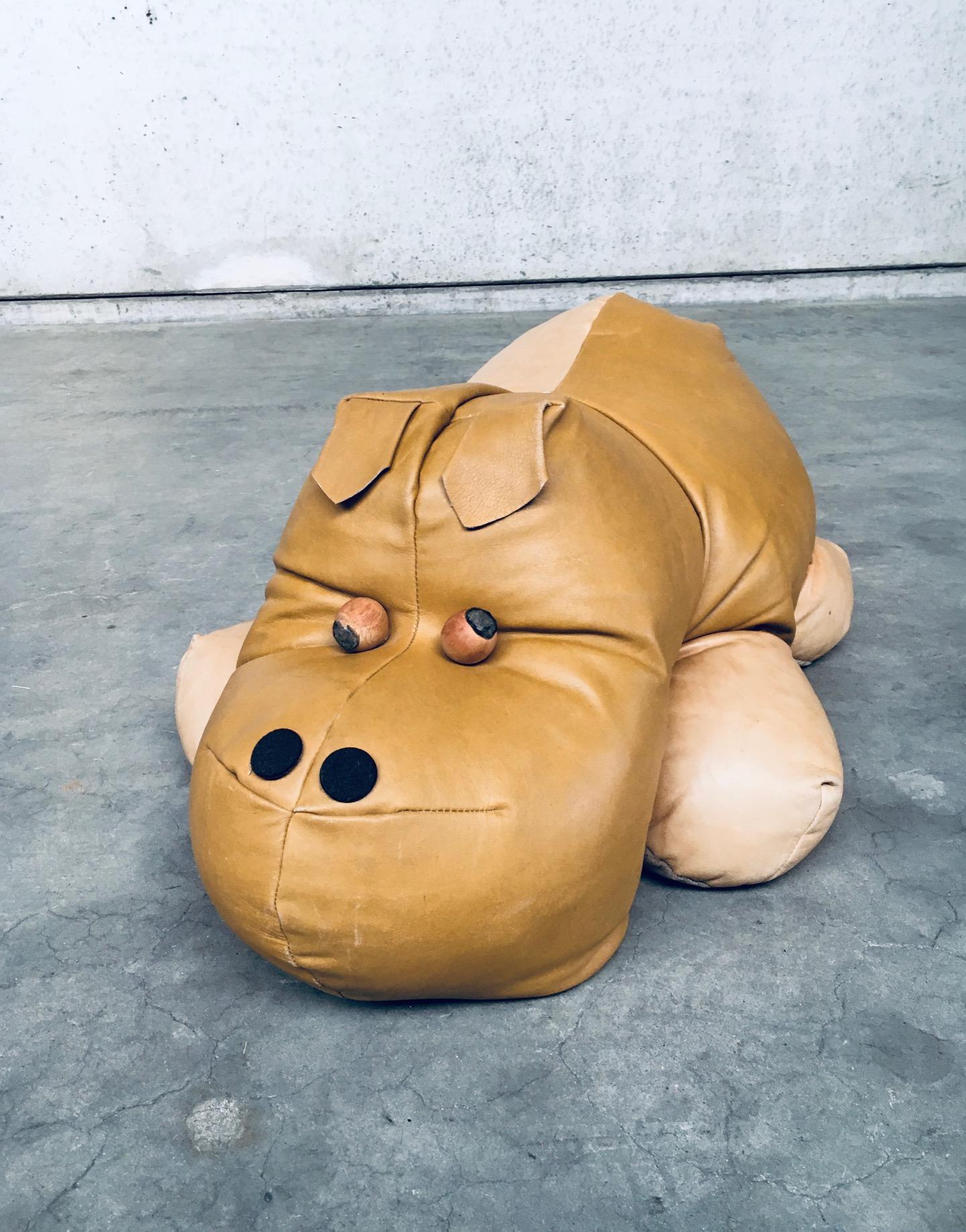1970's Leather Hippo Hippopotamus Footstool Pouf For Sale 4