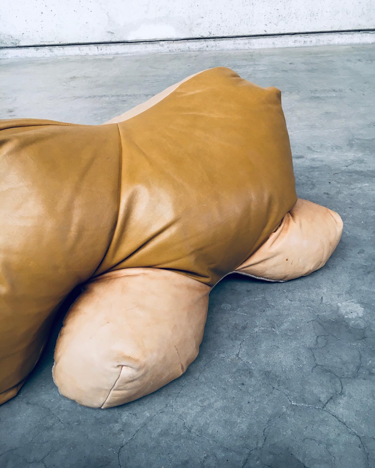 1970's Leather Hippo Hippopotamus Footstool Pouf For Sale 7
