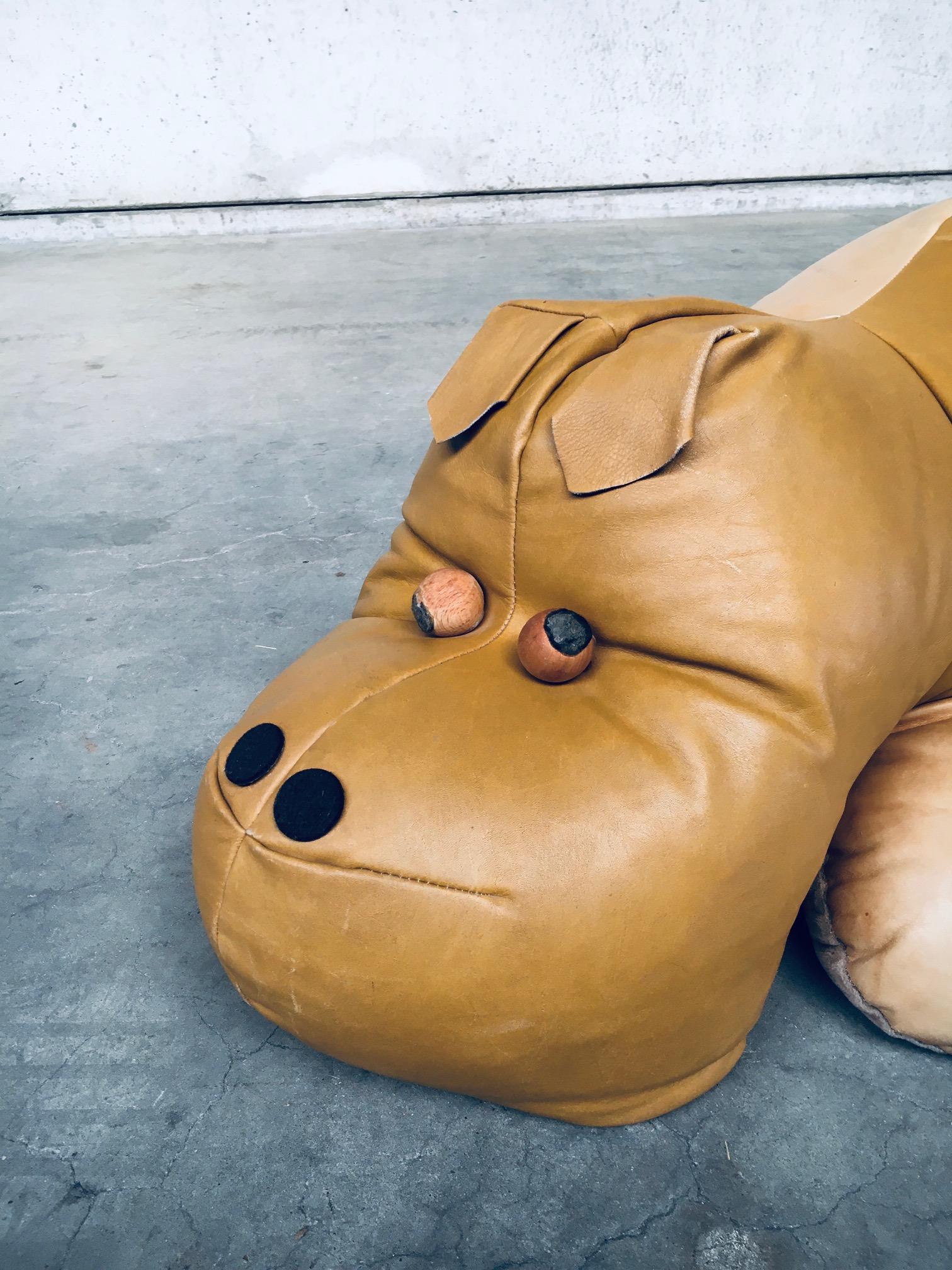 1970's Leather Hippo Hippopotamus Footstool Pouf For Sale 8