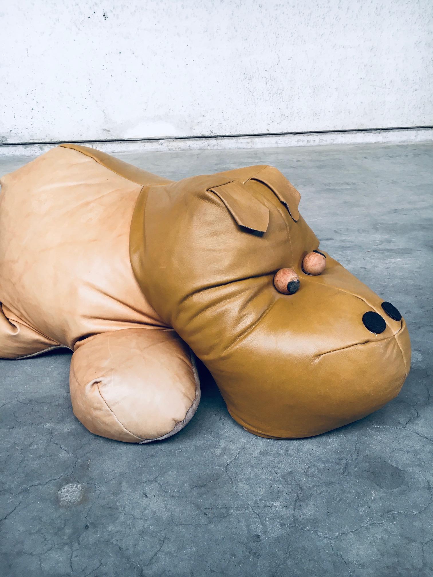 1970's Leather Hippo Hippopotamus Footstool Pouf For Sale 9