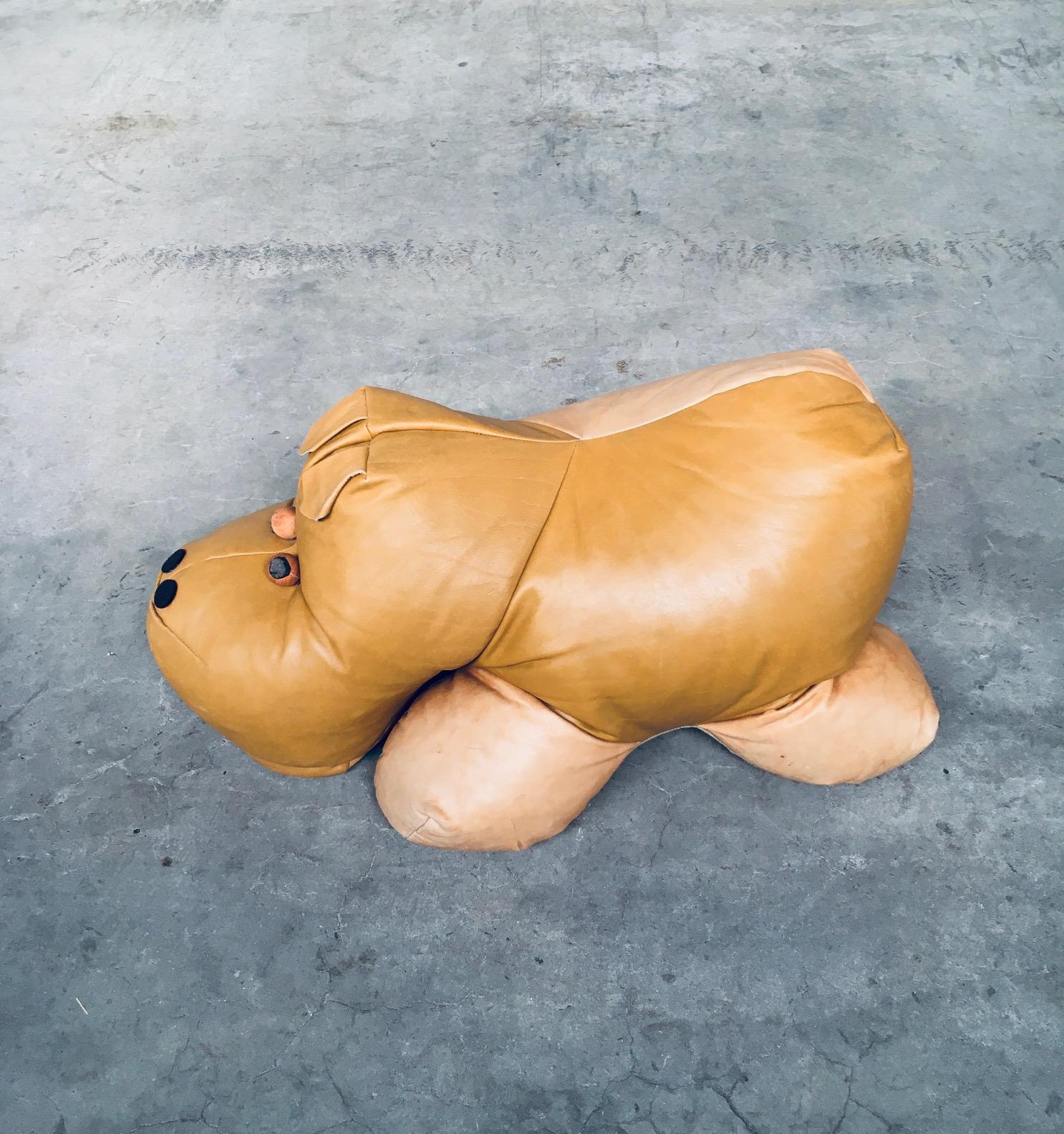 1970's Leather Hippo Hippopotamus Footstool Pouf For Sale 1