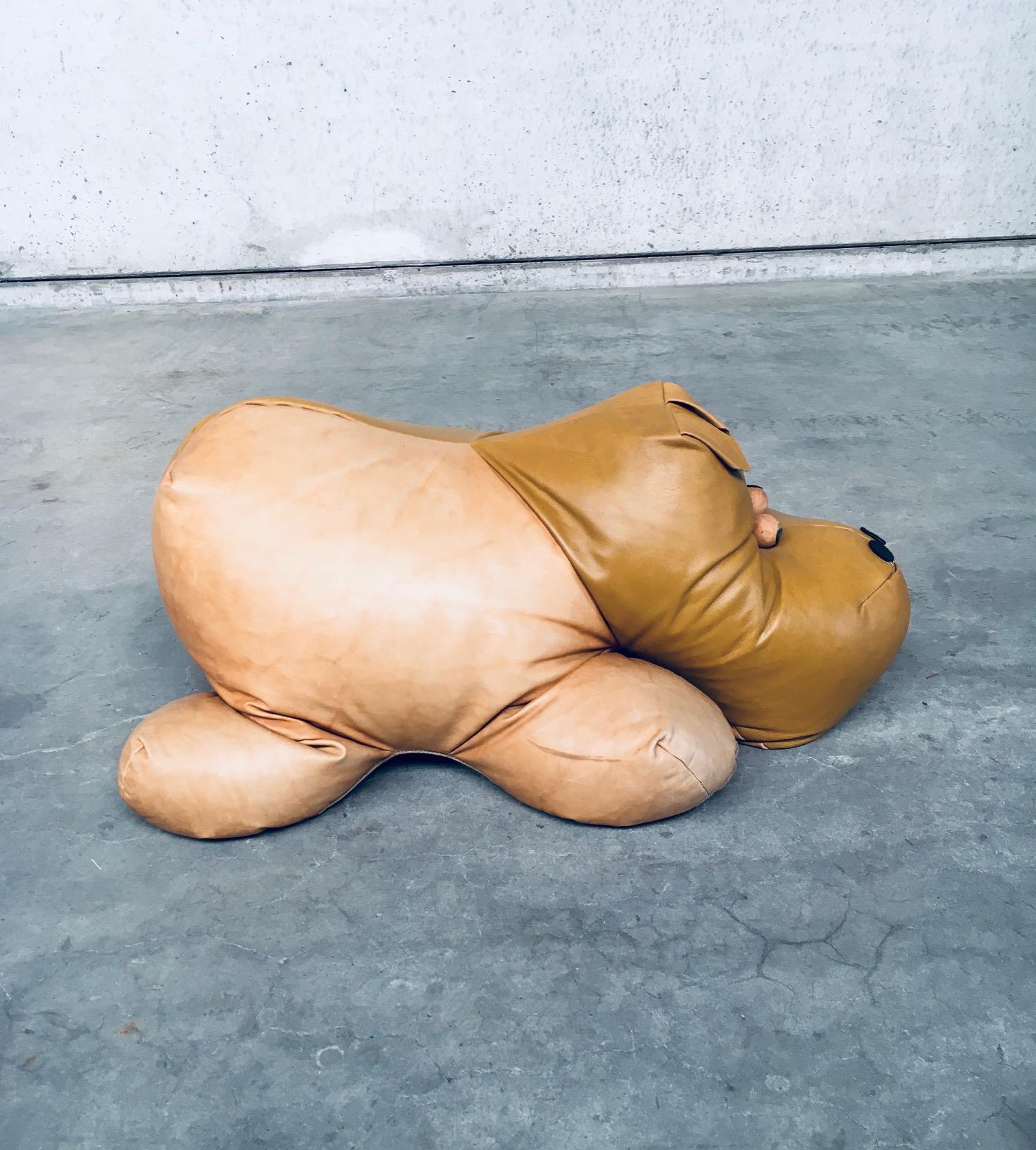 1970's Leather Hippo Hippopotamus Footstool Pouf For Sale 2