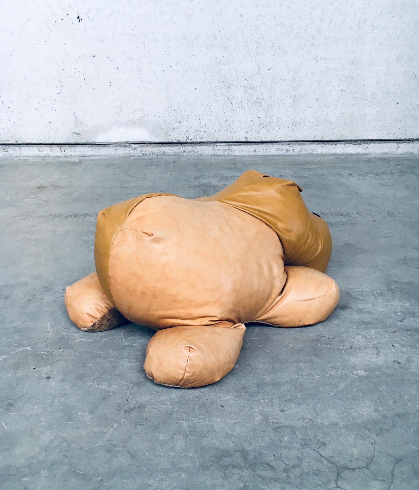 1970's Leather Hippo Hippopotamus Footstool Pouf For Sale 3