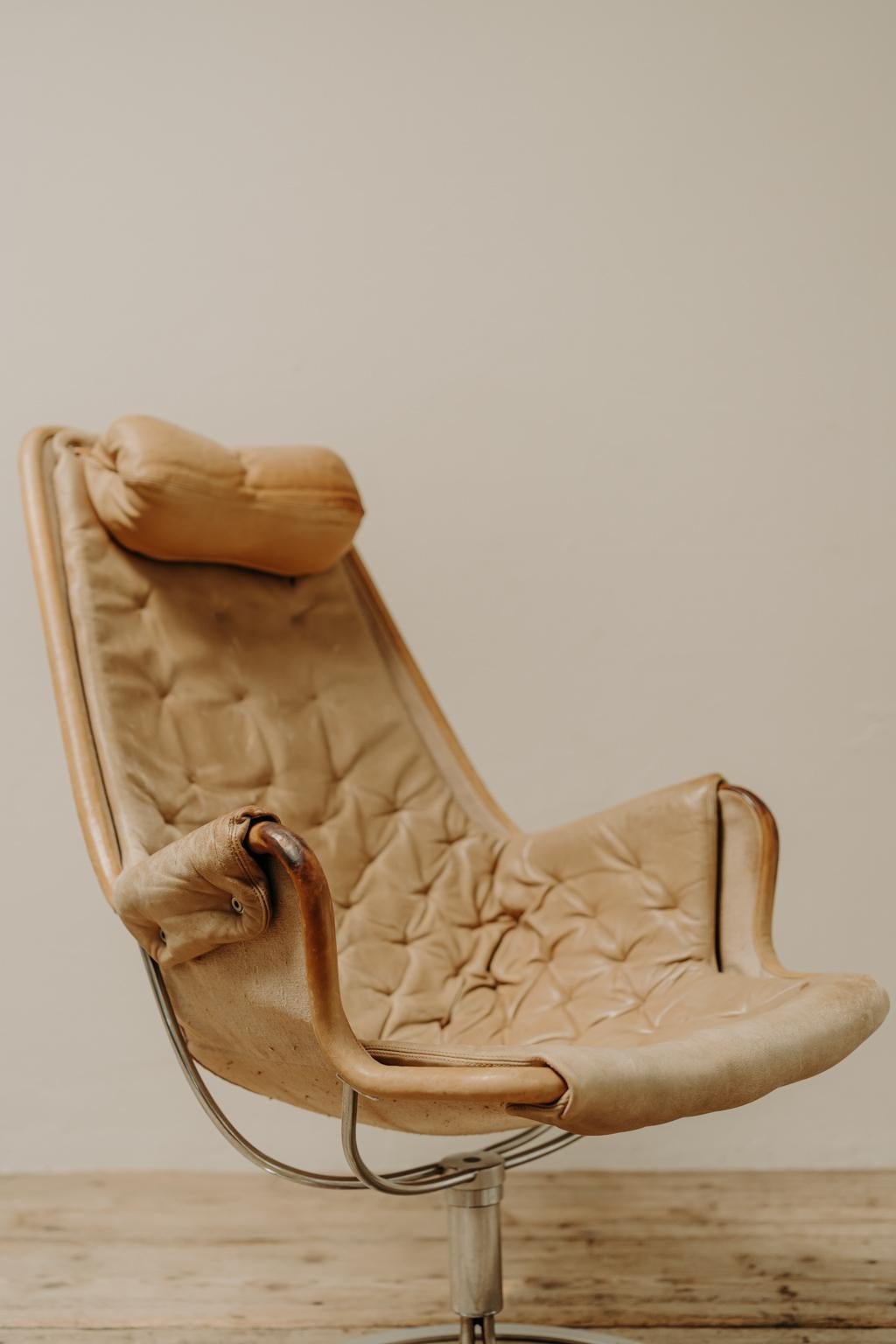 1970s Leather Jetson Swivel Lounge Chair 1