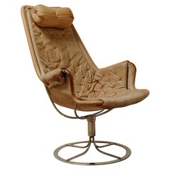 Vintage 1970s Leather Jetson Swivel Lounge Chair