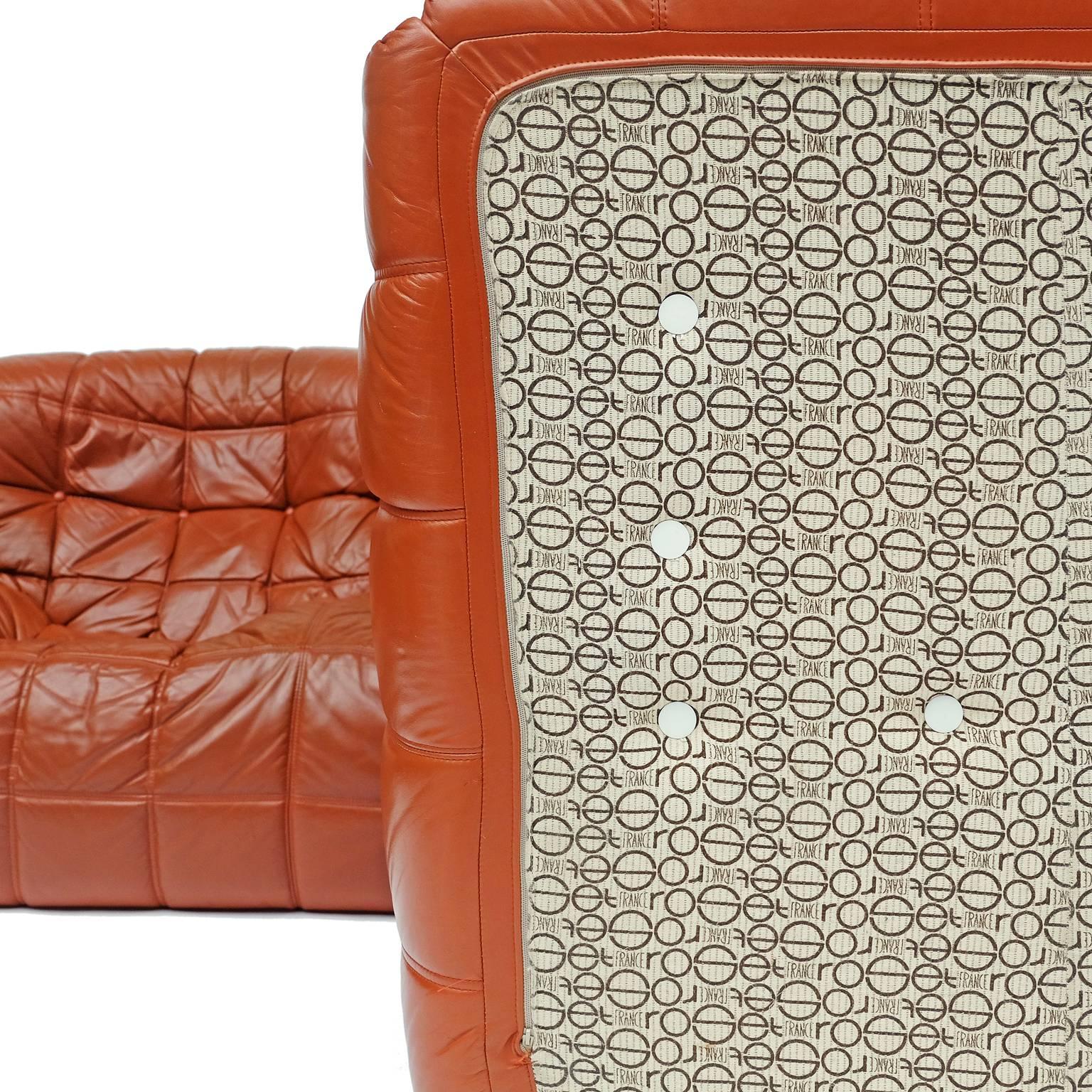 Late 20th Century 1970s Leather Kashima Two-Seat Sofa by Michel Ducaroy for Ligne Roset For Sale