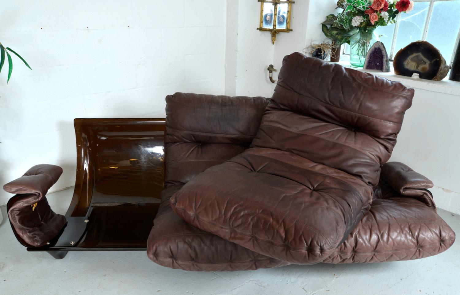 1970er Leder Ligne Roset Marsala Lounge 3-Sitzer Sofa von Michel Ducaroy Französisch im Angebot 6