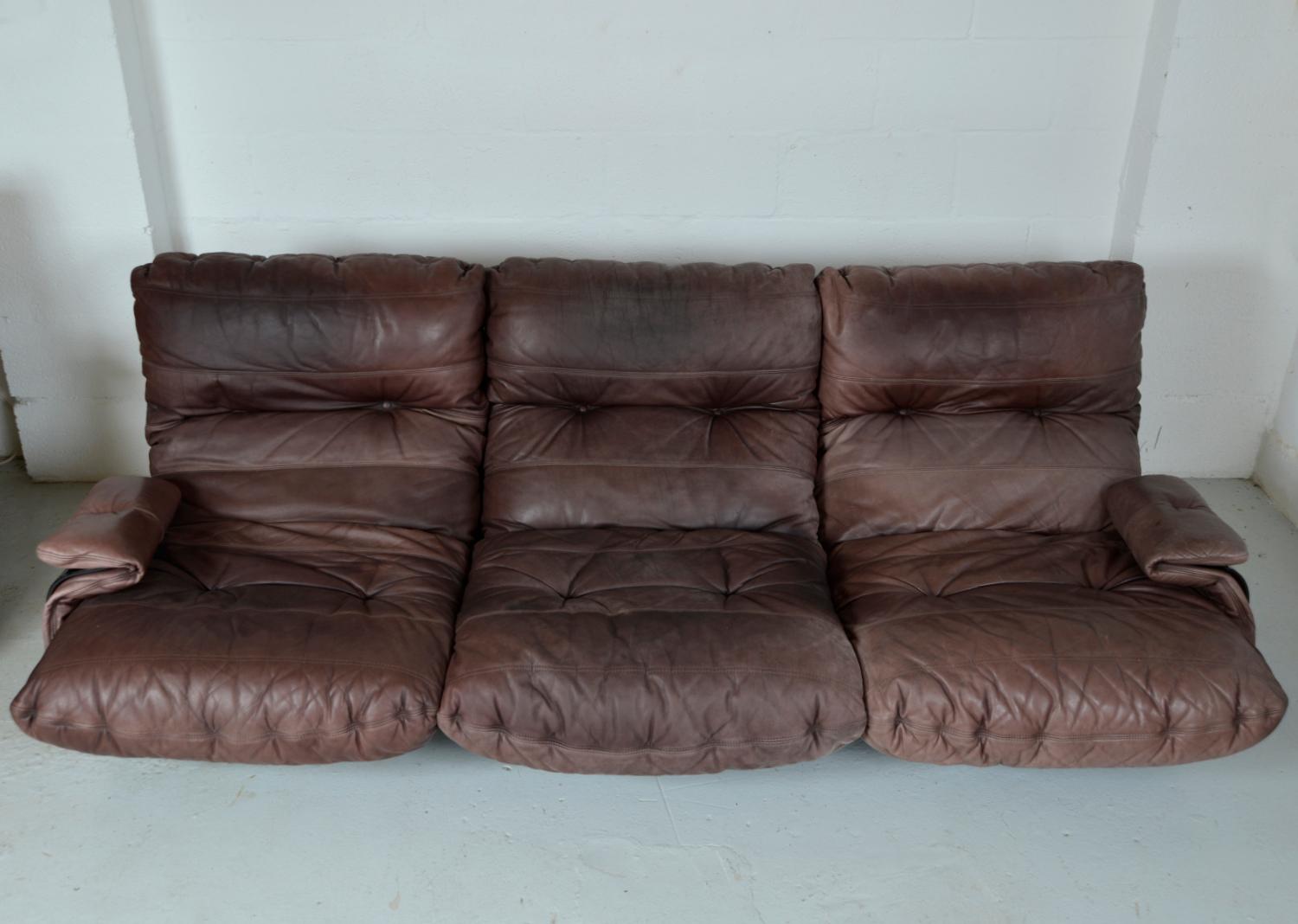 1970er Leder Ligne Roset Marsala Lounge 3-Sitzer Sofa von Michel Ducaroy Französisch (Moderne der Mitte des Jahrhunderts) im Angebot