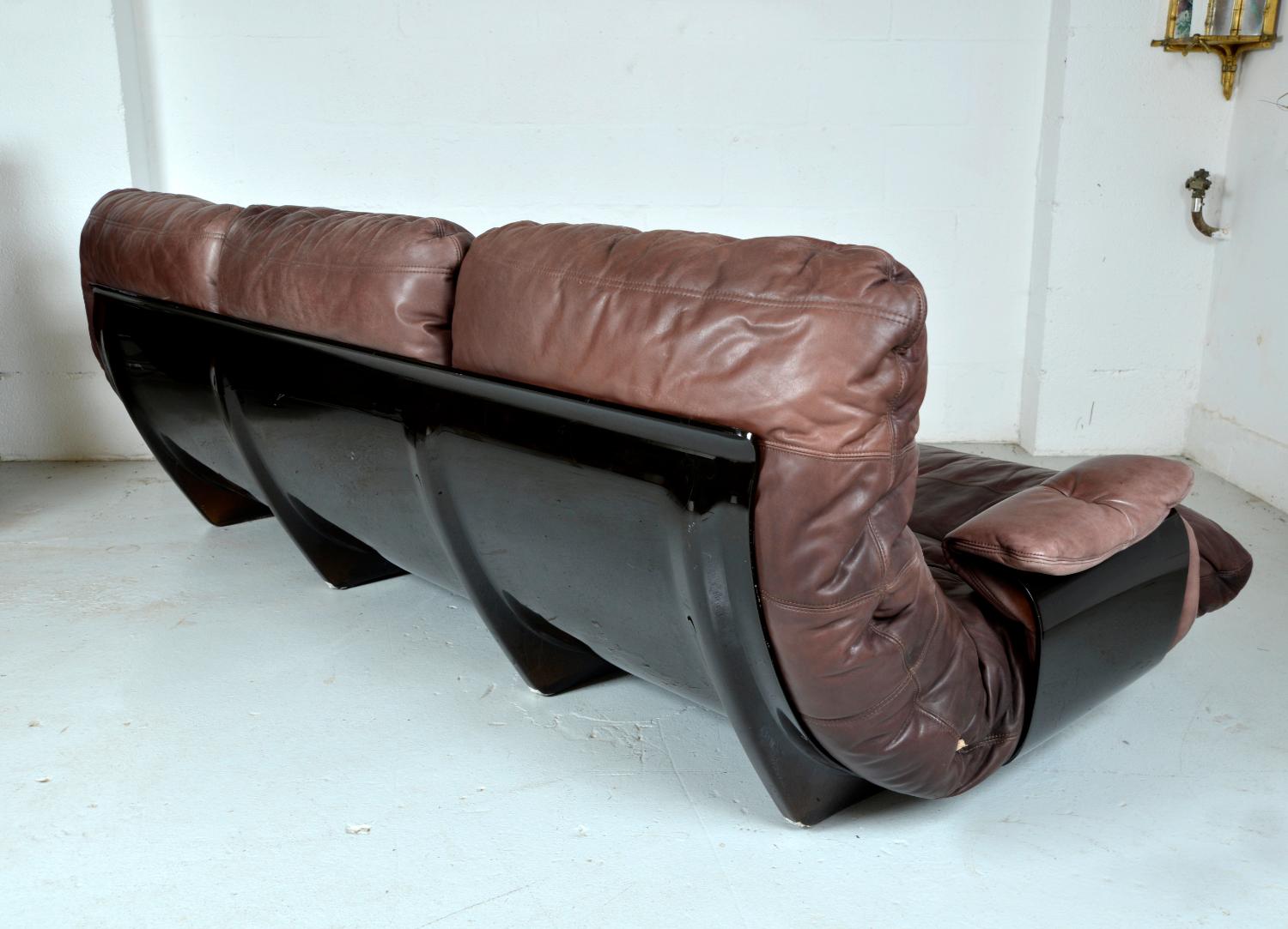 1970er Leder Ligne Roset Marsala Lounge 3-Sitzer Sofa von Michel Ducaroy Französisch (20. Jahrhundert) im Angebot