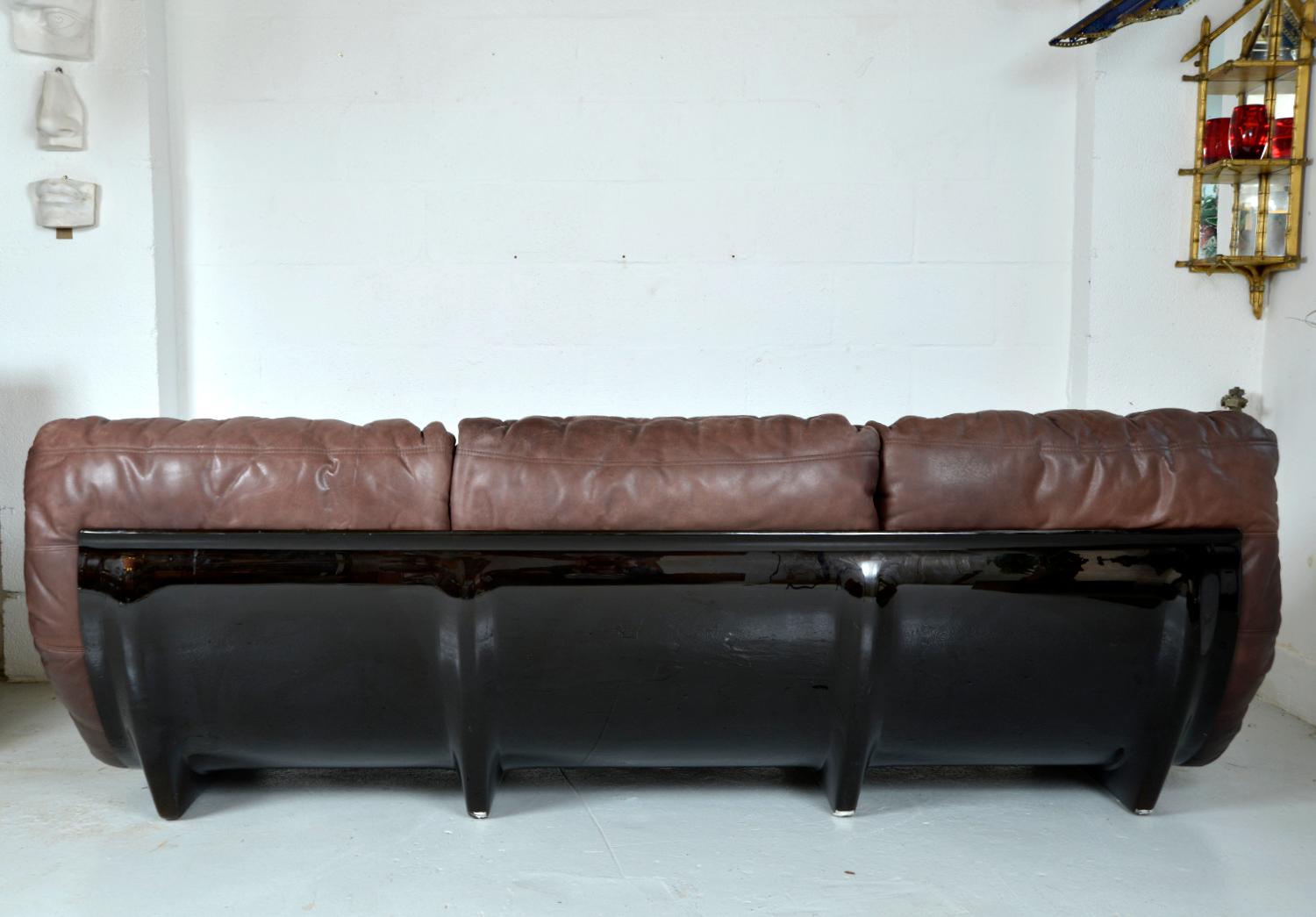 1970er Leder Ligne Roset Marsala Lounge 3-Sitzer Sofa von Michel Ducaroy Französisch im Angebot 1