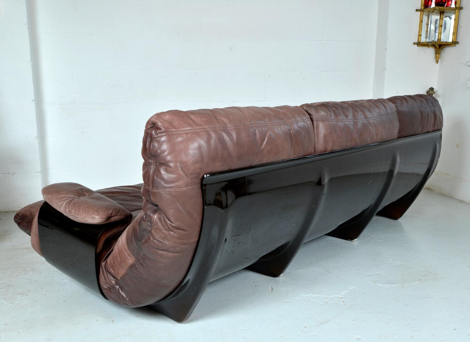 1970er Leder Ligne Roset Marsala Lounge 3-Sitzer Sofa von Michel Ducaroy Französisch im Angebot 2